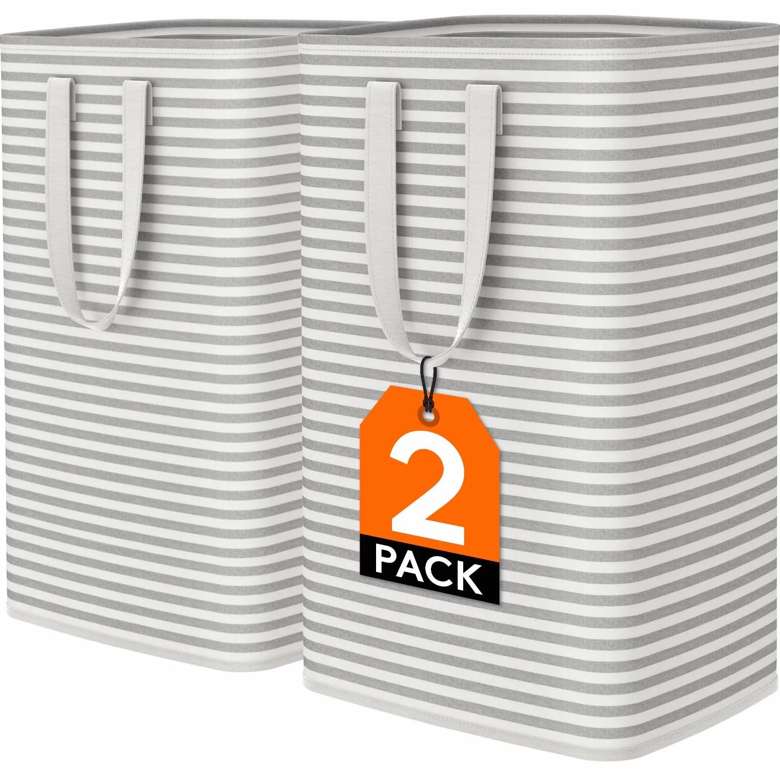 Lifewit Cesto Portabiancheria, Grande Cesta Portabiancheria Pieghevole con Manici Allungati, Portabiancheria Sporca, Laundry Basket per Vestiti, Asciugamani, Coperte, Grigio, 80 L, Set di 2