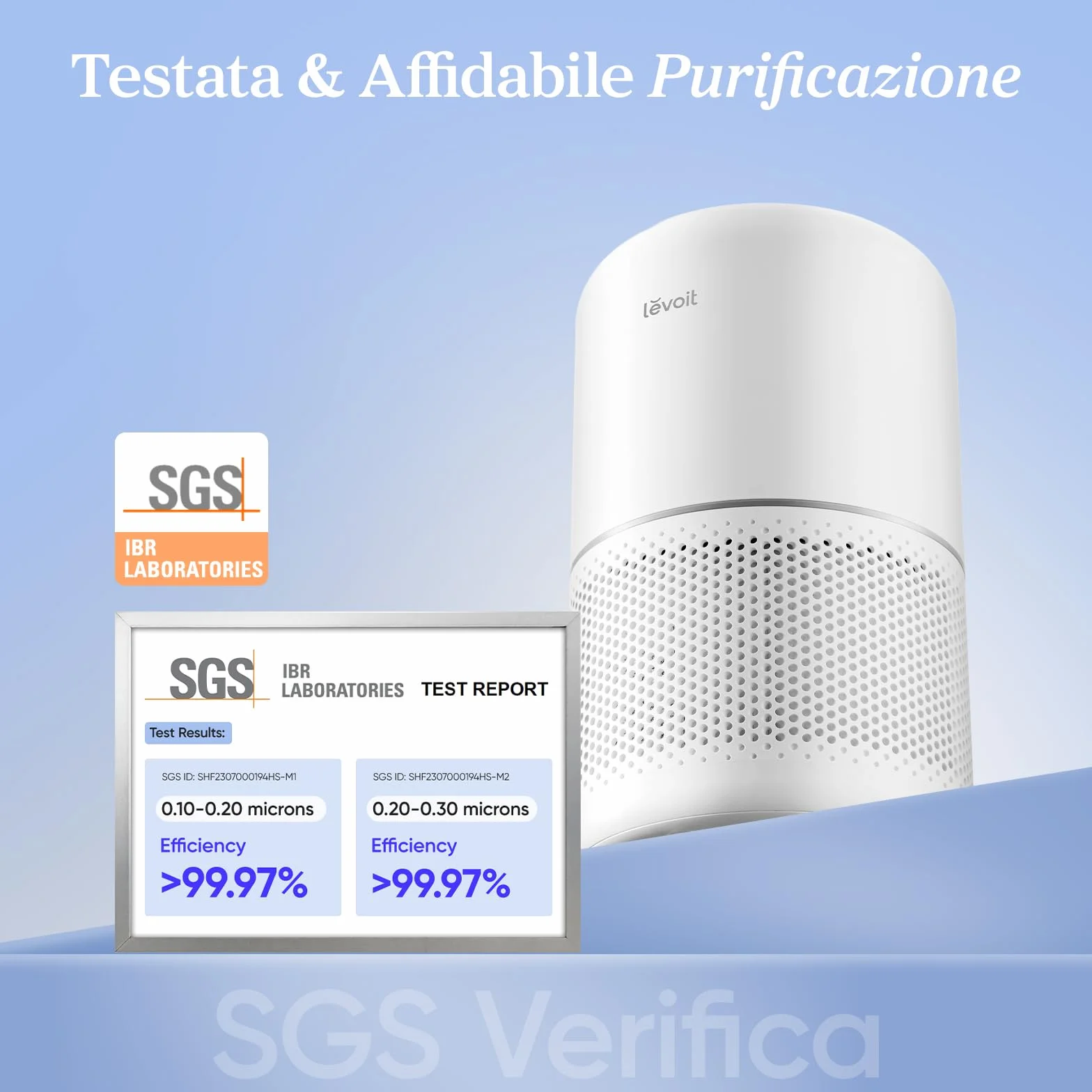 LEVOIT Purificatore d'Aria, Filtro HEPA per Allergie e Asma, Fino a 44m², 24dB, Depuratore Rimuove 99,97% di Polvere Pollini Peli Muffe Fumo Odori, Modalità di Sonno&Timer, per Casa Uffcio