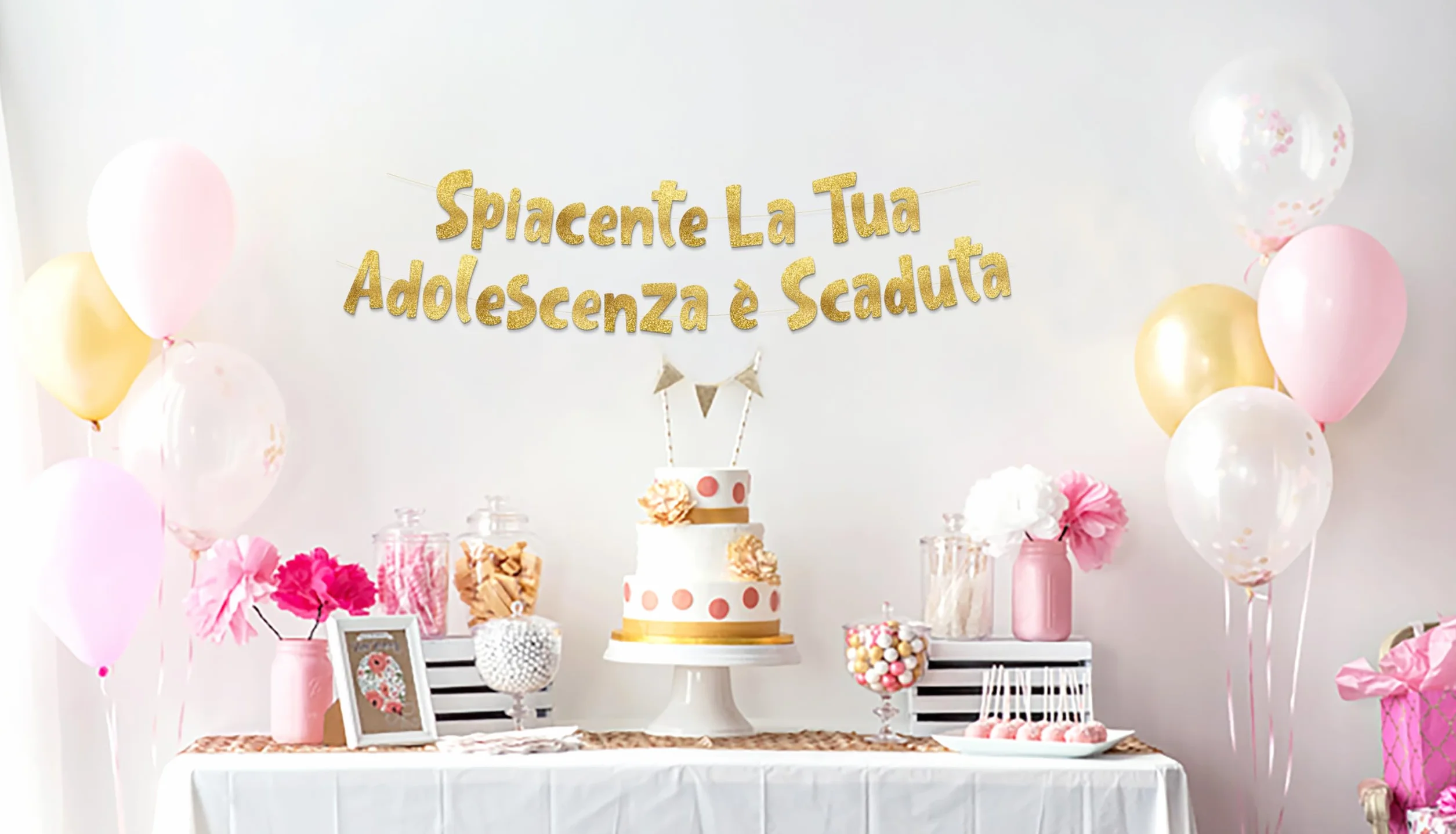 18° Compleanno Striscione "La Tua Adolescenza È Scaduta" Oro Glitterato – Decorazioni Compleanno Divertenti, Gadget & Regali per Lei e Lui