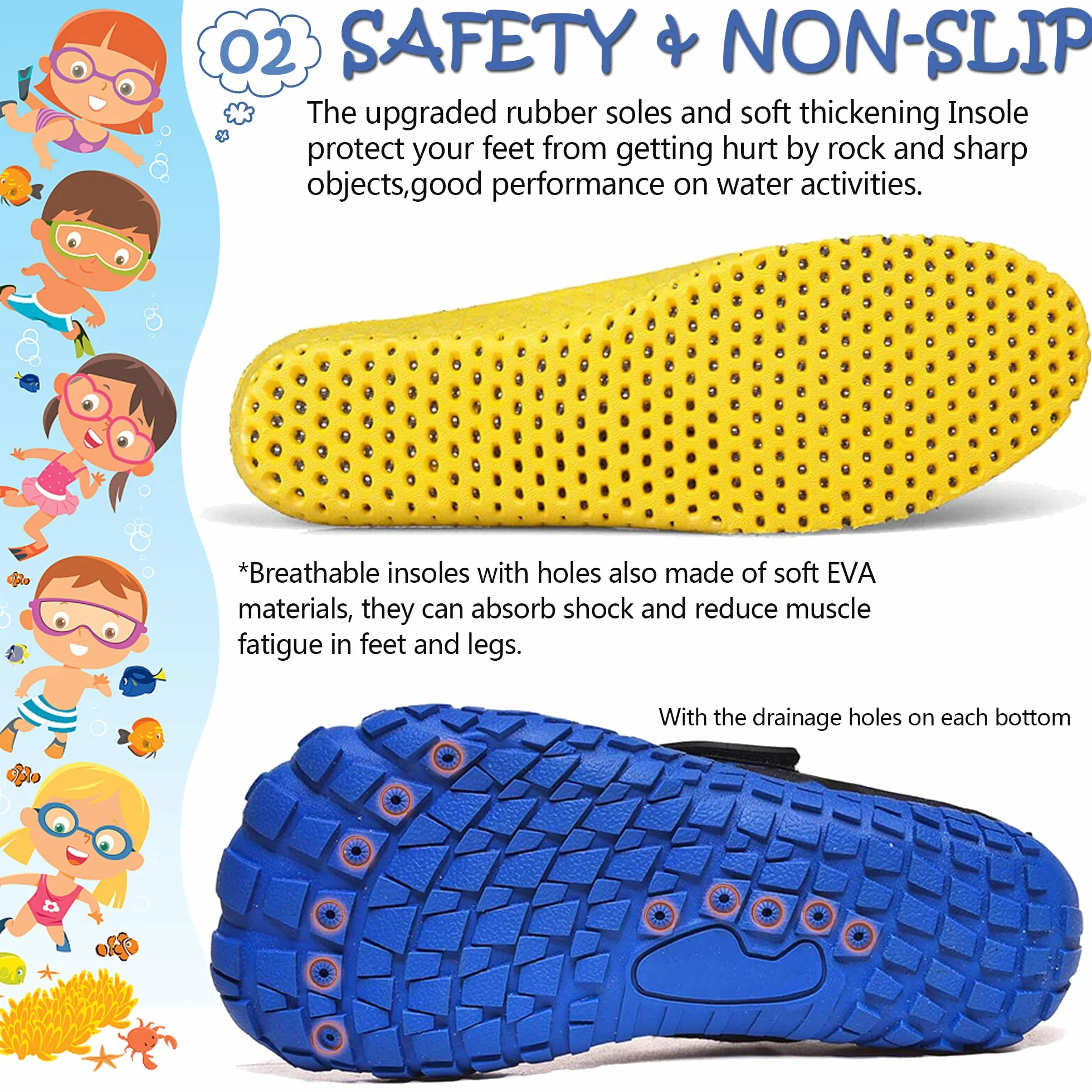 Scarpe da Spiaggia per Bambini Aqua Swimming Quick Dry Leggero Surf Diving