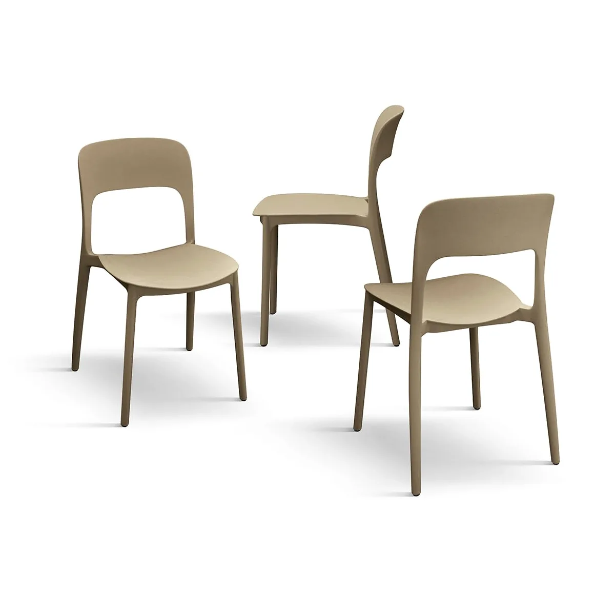 PAZZO DESIGN Sedia Luana, Set Da 4 sedie, Tortora, Sedie Polipropilene Per Cucina, Sala Da Pranzo, Giardino, Impilabili - id_1954