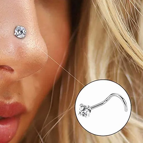 10 Pezzi Vite Curvo in Acciaio Inossidabile Naso Piercing Gioielli per Corpo