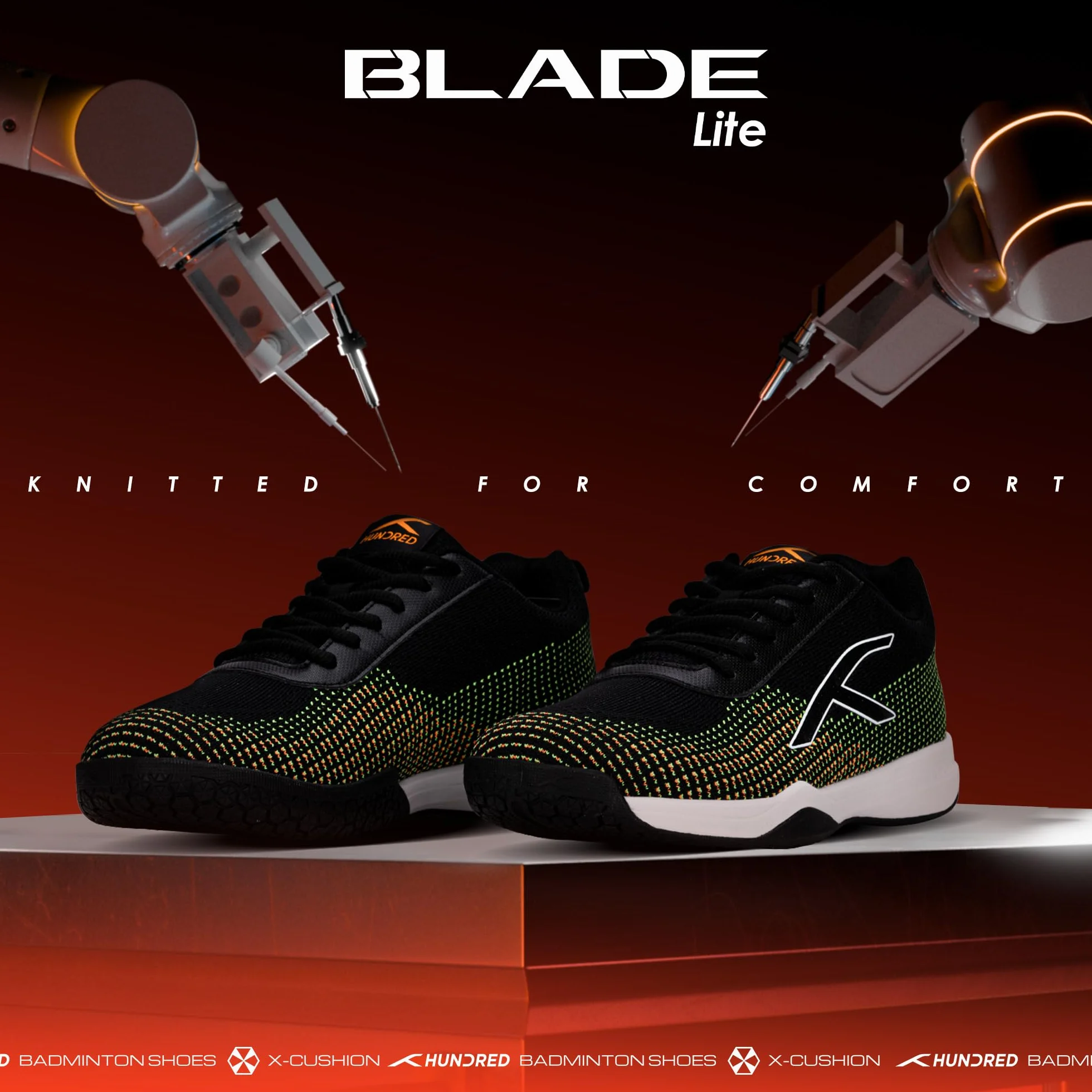Hundred Blade Lite Non Marking Badminton Shoes Knitted Upper Rubber Sole Squash Table Tennis Basketball Indoor Sports