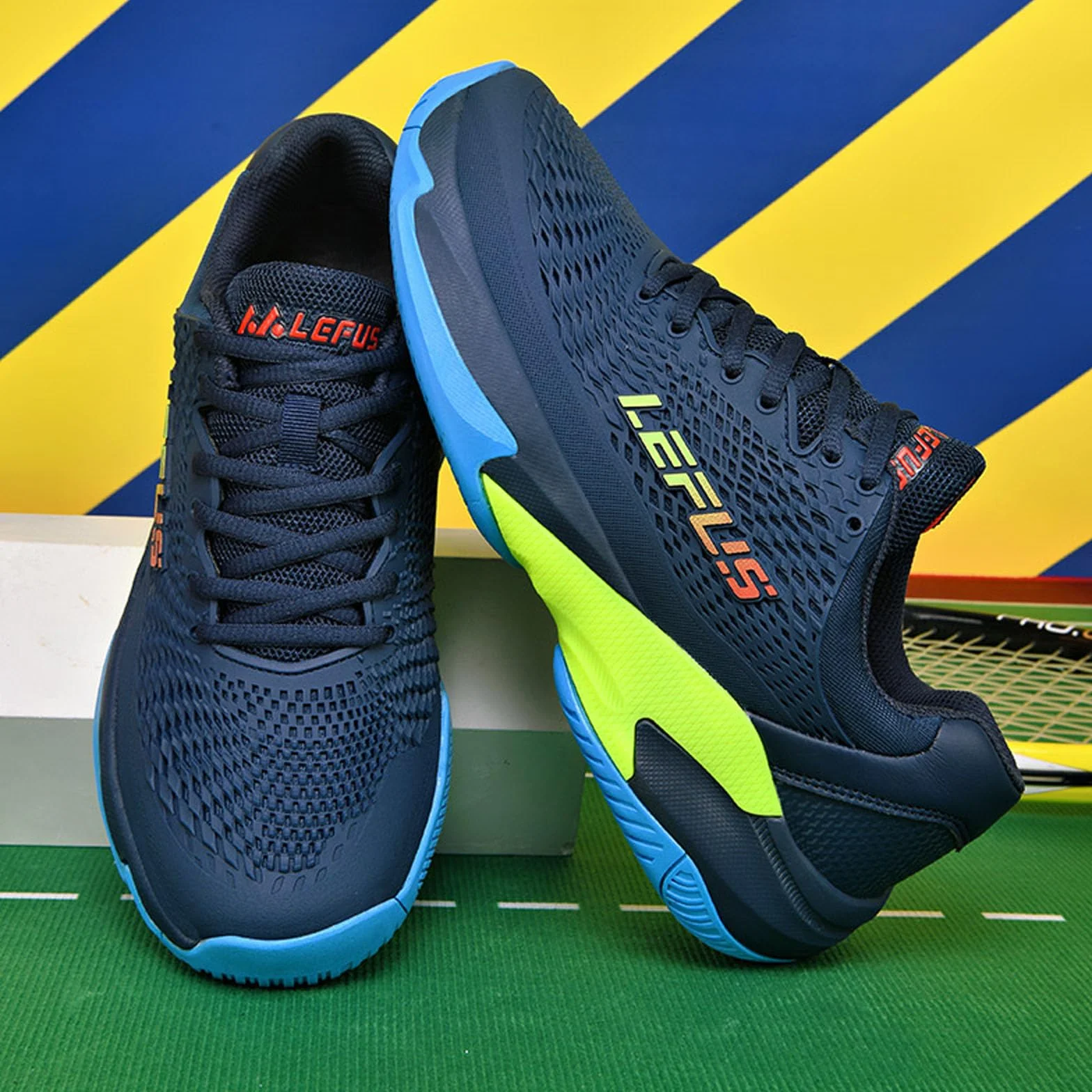 Scarpe da Tennis Uomo Ammortizzate Traspiranti Badminton Squash BLBK