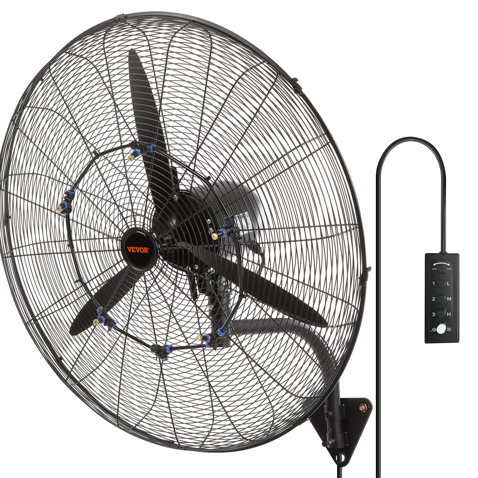 VEVOR Ventilatore da Parete, 74,9 cm 3 Velocità ad Alta Velocità, Ventilatore da Parete Industriale Oscillante Impermeabile 150 W Commerciale o Residenziale per Magazzino, Serra, Officina, Nero