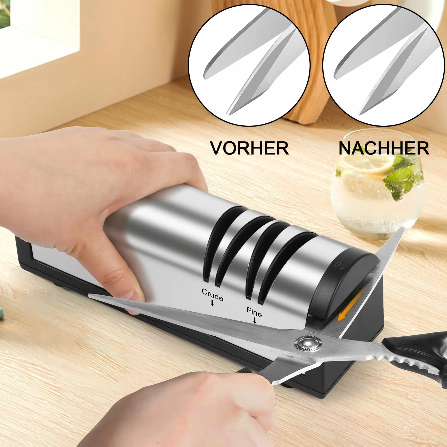 Affilacoltelli Elettrico in Acciaio Inox, Affilacoltelli Professionale di Alta Precisione per Coltelli da Cucina