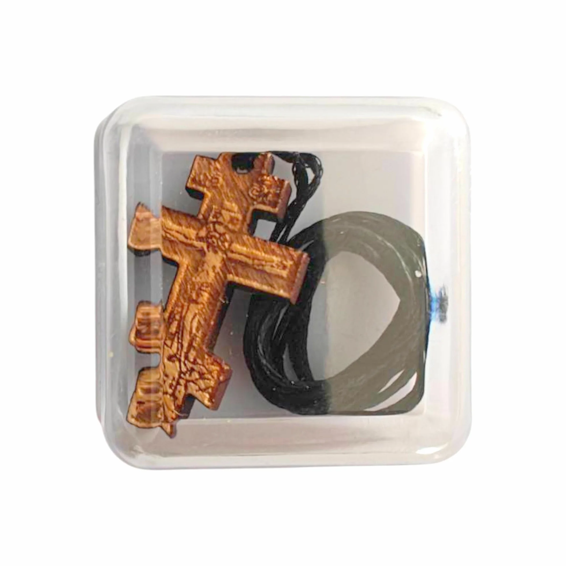 Iconsgr Ciondolo religioso greco ortodosso per collana con croce di legno / 47
