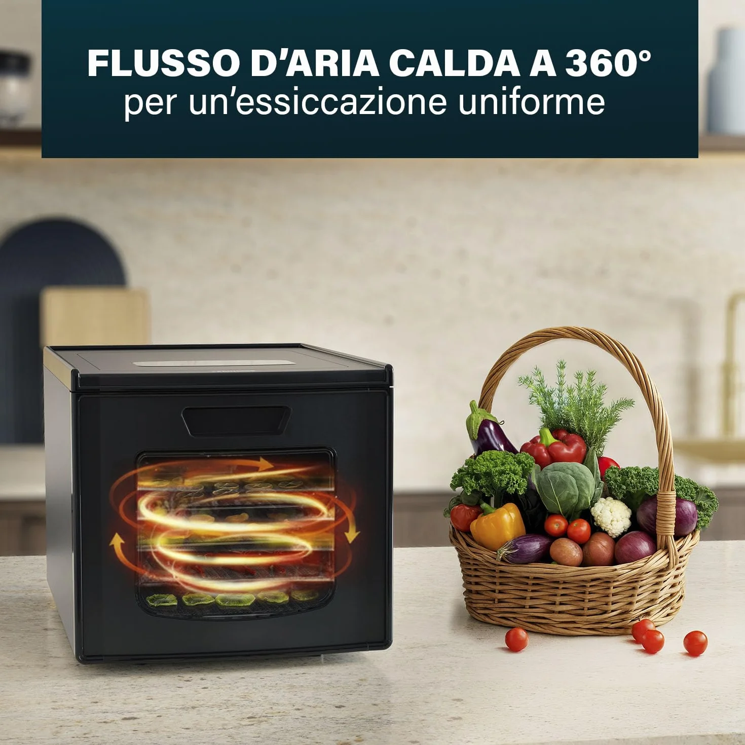 Princess Food Dehydrator con 6 Vassoi in Acciaio Inox, Temperatura Regolabile, Display Touch, Timer fino a 48 Ore, 550 W, 01.112398.01.001