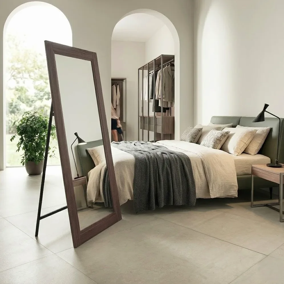ARHome Specchiera da Terra con Staffa Classic, 180 x 78, Noce, Specchio figura intera, Made in Italy