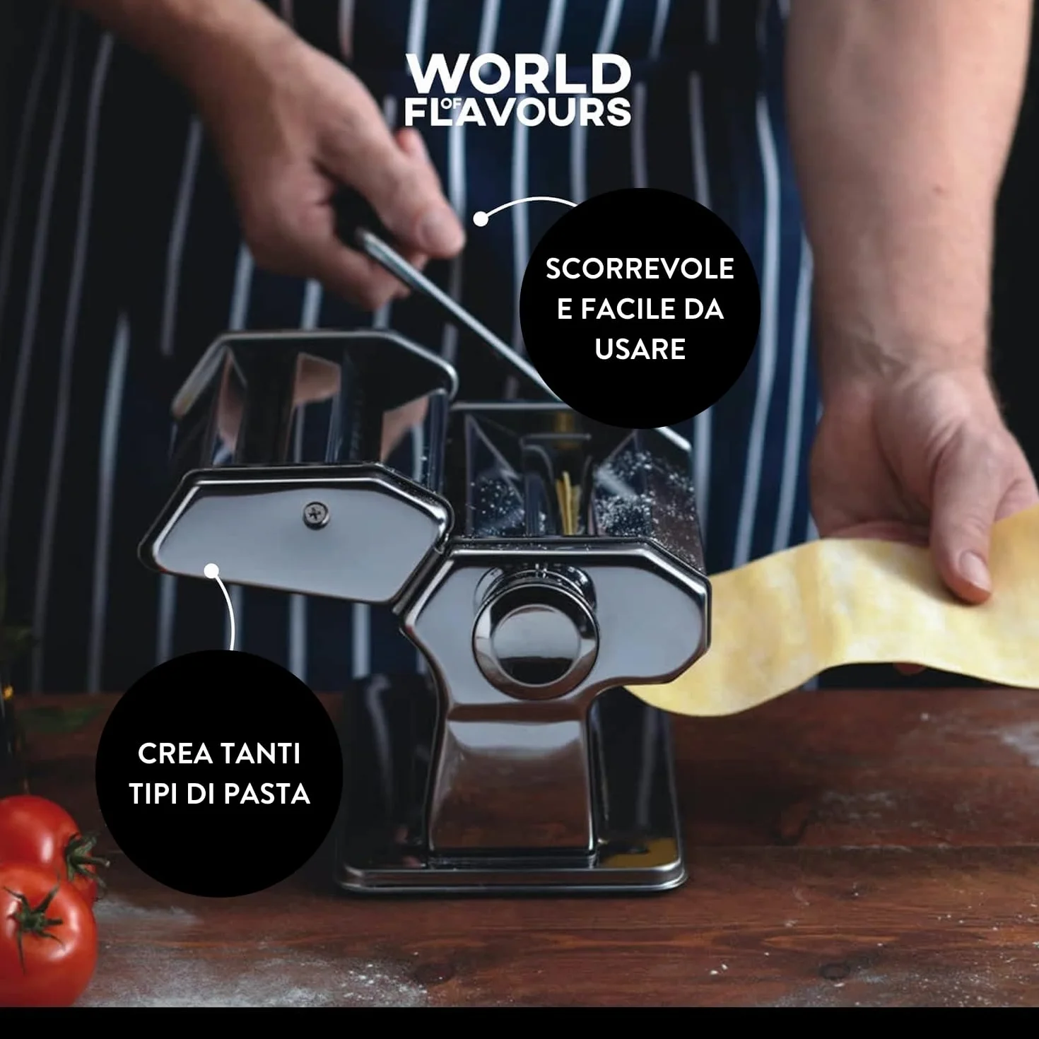 KitchenCraft World of Flavours Macchina per Pasta Acciaio Inossidabile Argento