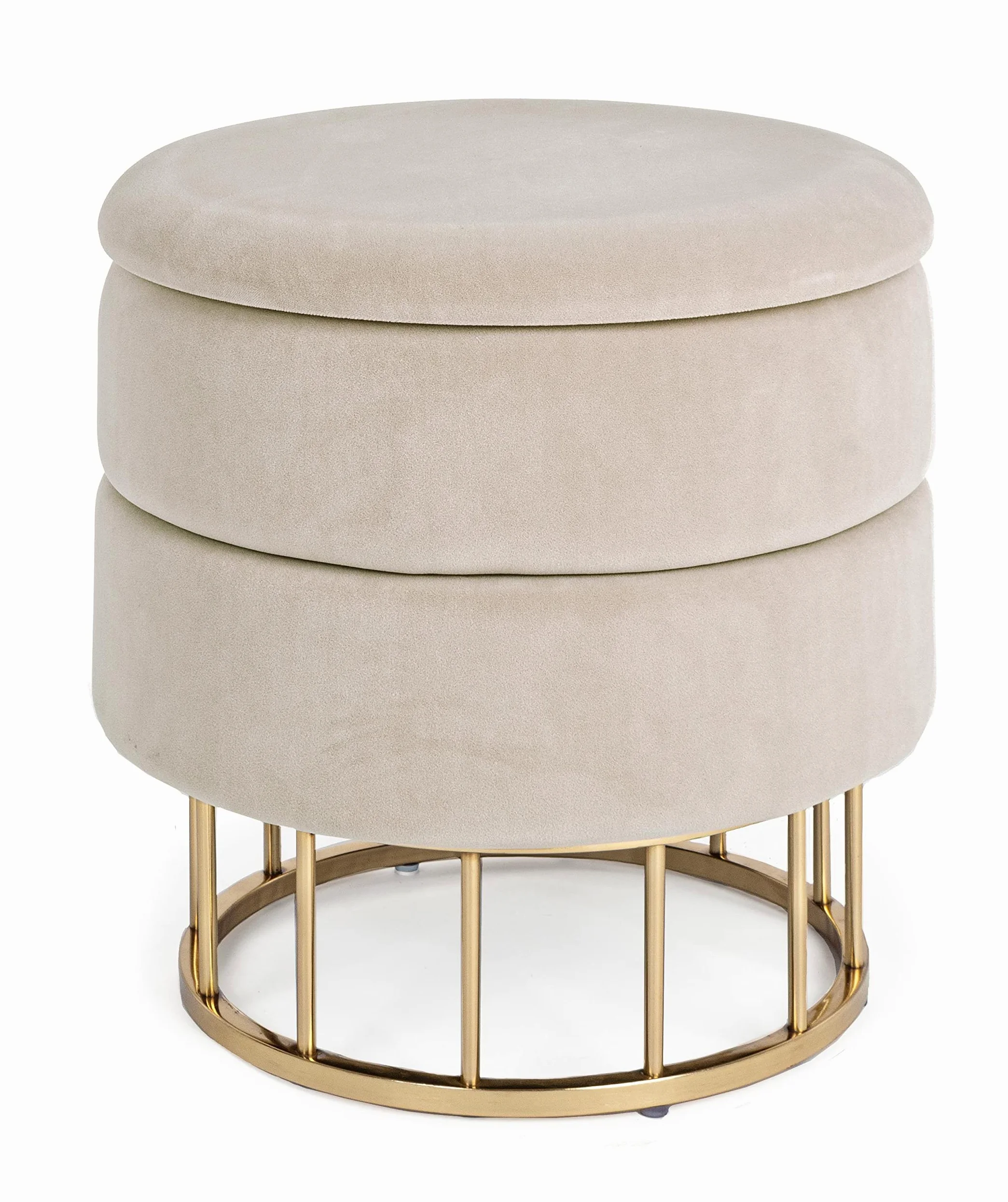 KONTE.DESIGN Pouf contenitore PAVLINA , tessuto effetto velluto Beige