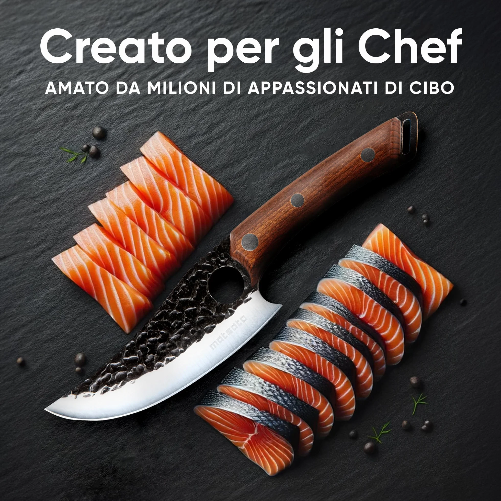 Matsato Set Coltello Professionale da Cucina in Acciaio Giapponese con Lama 15 cm, Coltello Cucina per Carne e Verdure con Fodero di Pelle, Custodia Coltelli BBQ