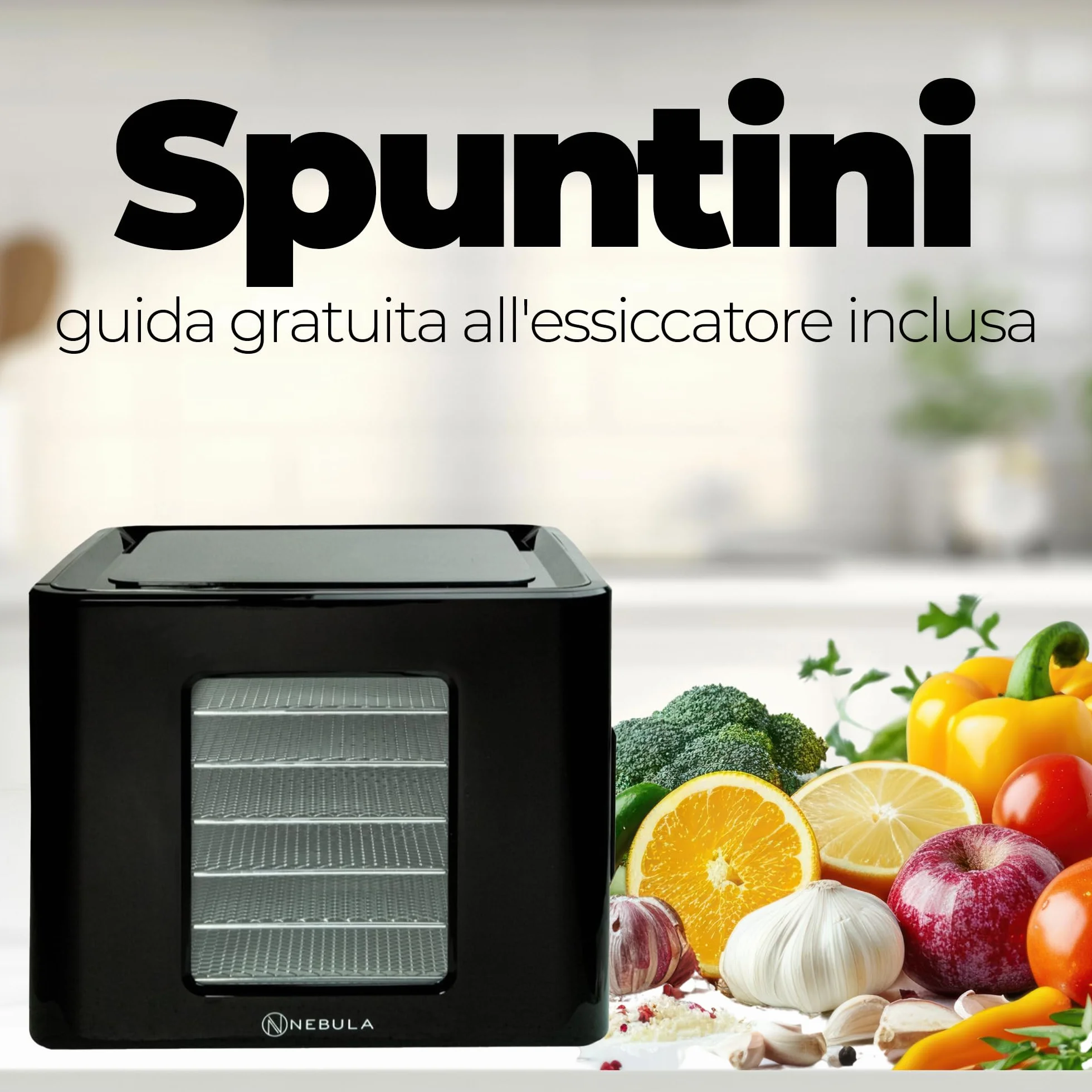 Nebula Essiccatore Alimentare 400W Con 6 Vassoi Inox | Display Touch LED, Temperatura Regolabile 35-70°C, Timer 48h | Disidratatore Per Frutta, Verdura, Carne, Snack E Erbe