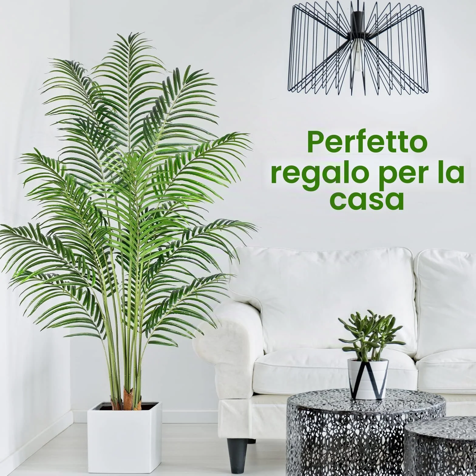 Palma Artificiale 180cm Pianta Finta da Interno Esterno Alta Decorazione