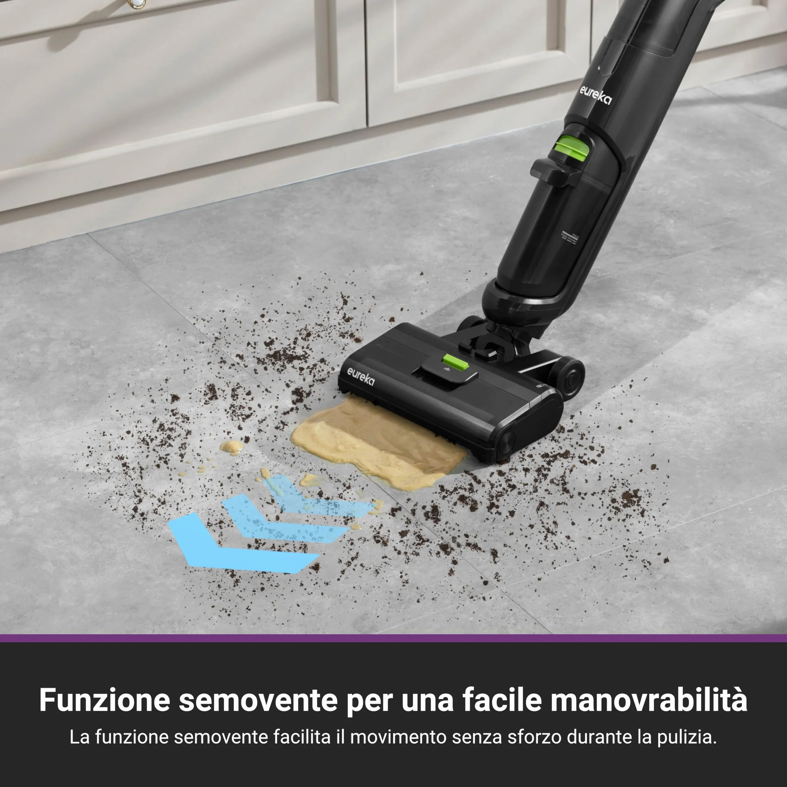 EUREKA NEW400 Lavapavimenti Senza Fili, Aspira e Lava in un Passaggio, 3,95kg Ultraleggero, Autopropulsione, 600ml+400ml Doppio Serbatoio, Batteria 2500mAh×6, Pavimento Asciutto 90%