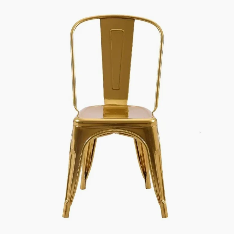 Kosmi Set di 4 sedie stile industriale in metallo color oro, finitura lucida
