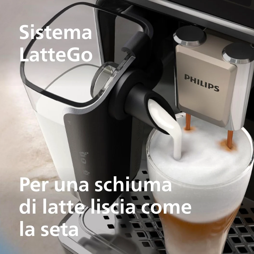 PHILIPS Serie 5500 Macchina per Espresso Completamente Automatica - 20 caffè Caldi e con Ghiaccio, Sistema LatteGo Veloce da Pulire, 40% Più Silenziosa con SilentBrew, QuickStart, Grigio (EP5544/50)