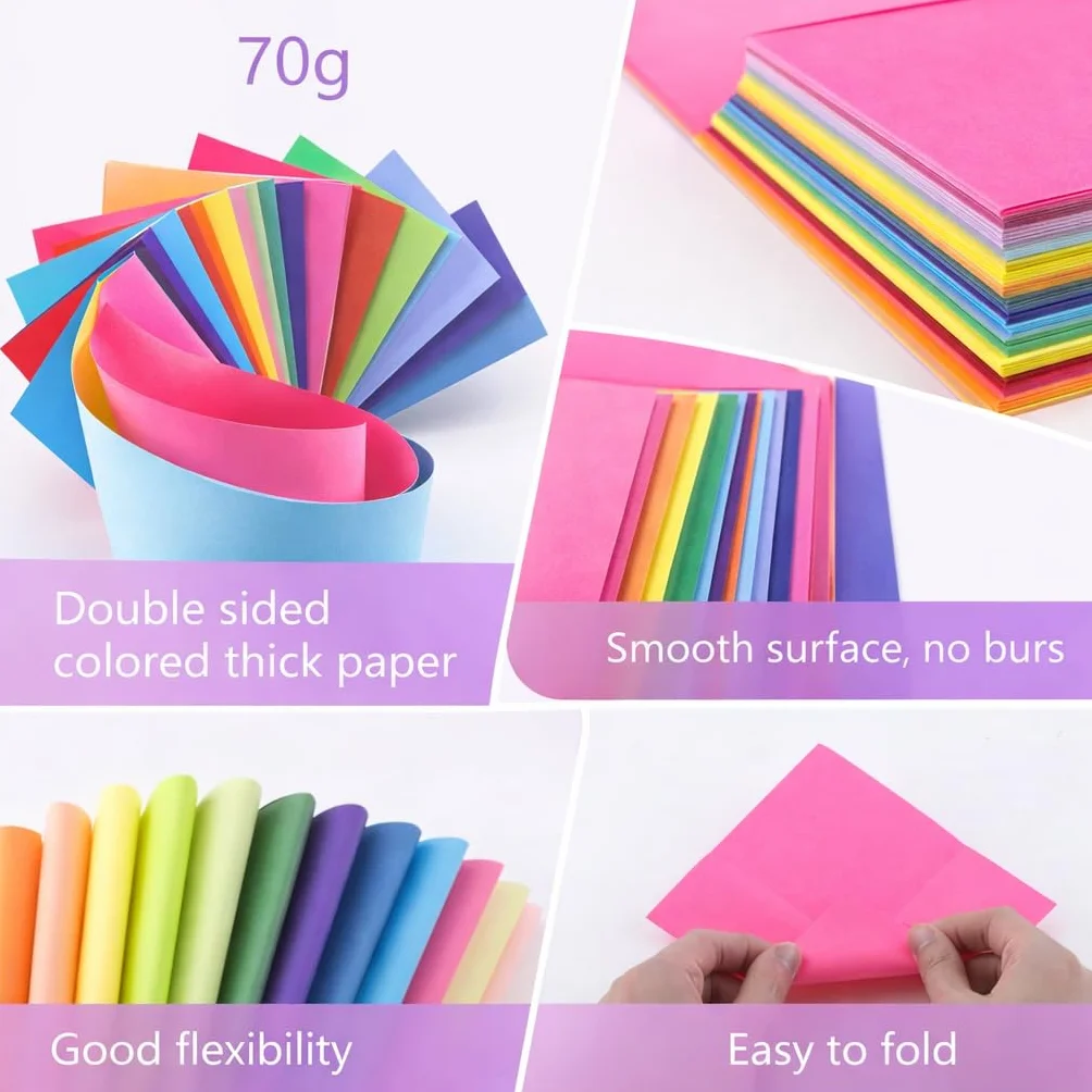 Carta Origami 300 Fogli 20x20 cm 15x15 cm 10x10 cm 70gsm Double Face per Bricolage Artigianato