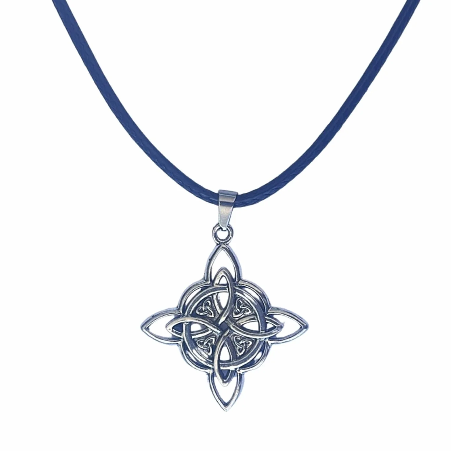 ASTER ALHELÍ Collana Celtica Donna Uomo Ciondolo Nodo della Strega Amuleto Protezione Unisex Gotico Bohémien Cordino Nero Gioiello Artigianale