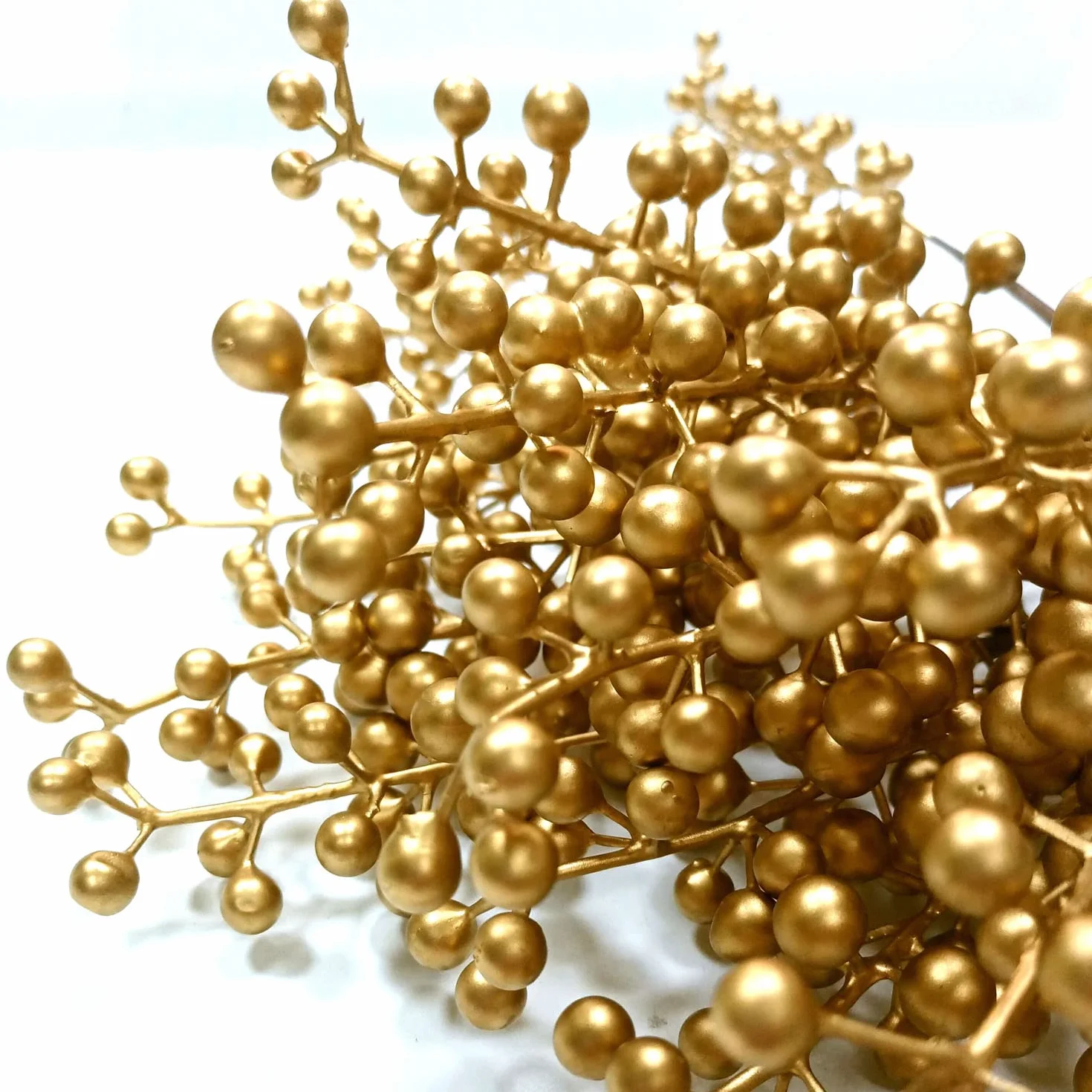 Bacche di Natale Artificiali 30cm Bianche Oro Decorazione Natalizia