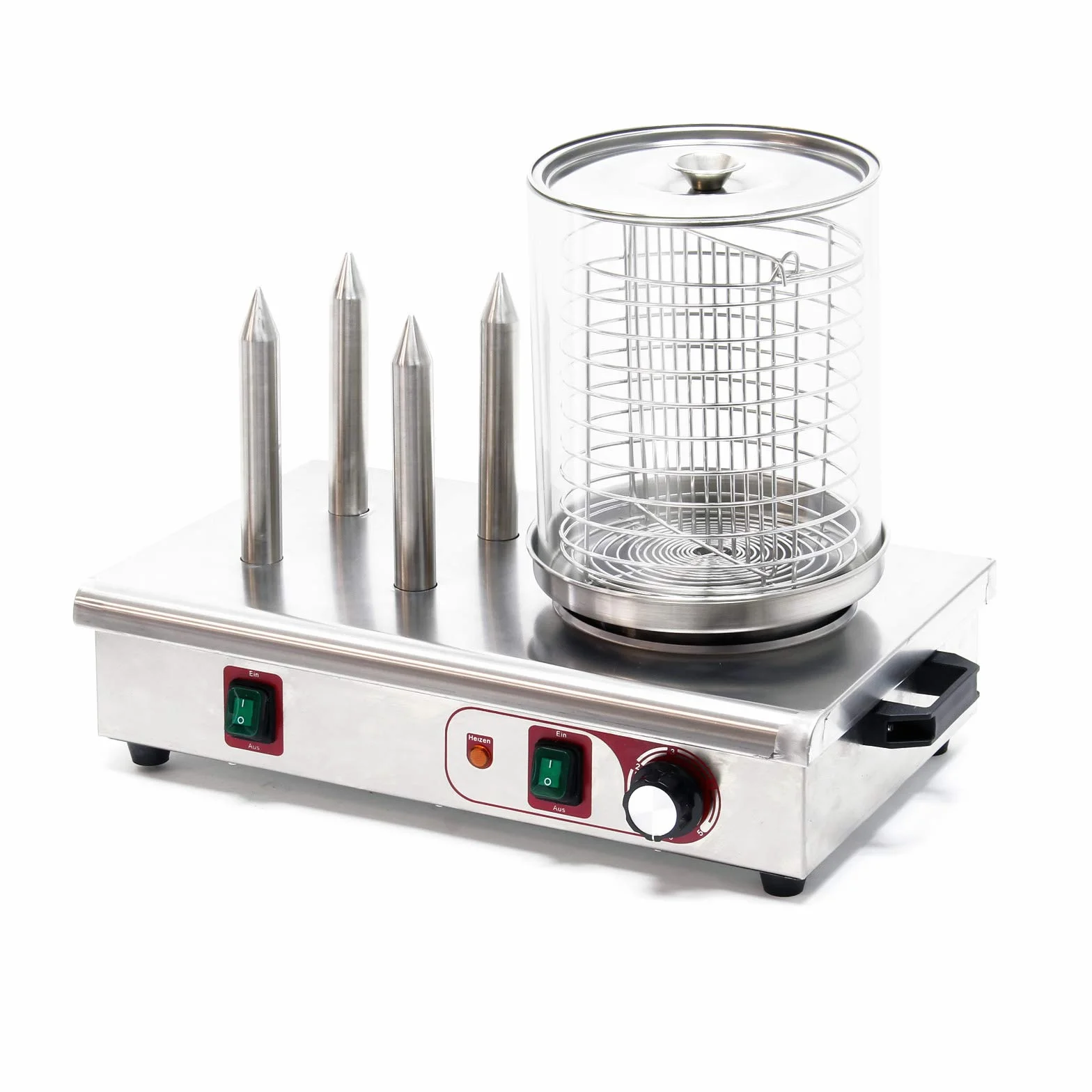 Wiltec Macchina per hot dog 650 watt, 4 punzoni scaldapane Cuoci wurstel
