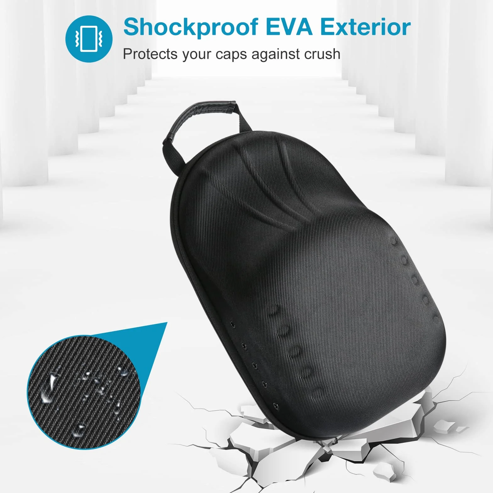 ProCase Porta Cappelli Custodia Rigida da Viaggio per Cappello Baseball, Organizer per Cappelli con Tracolla Regolabile, Nero