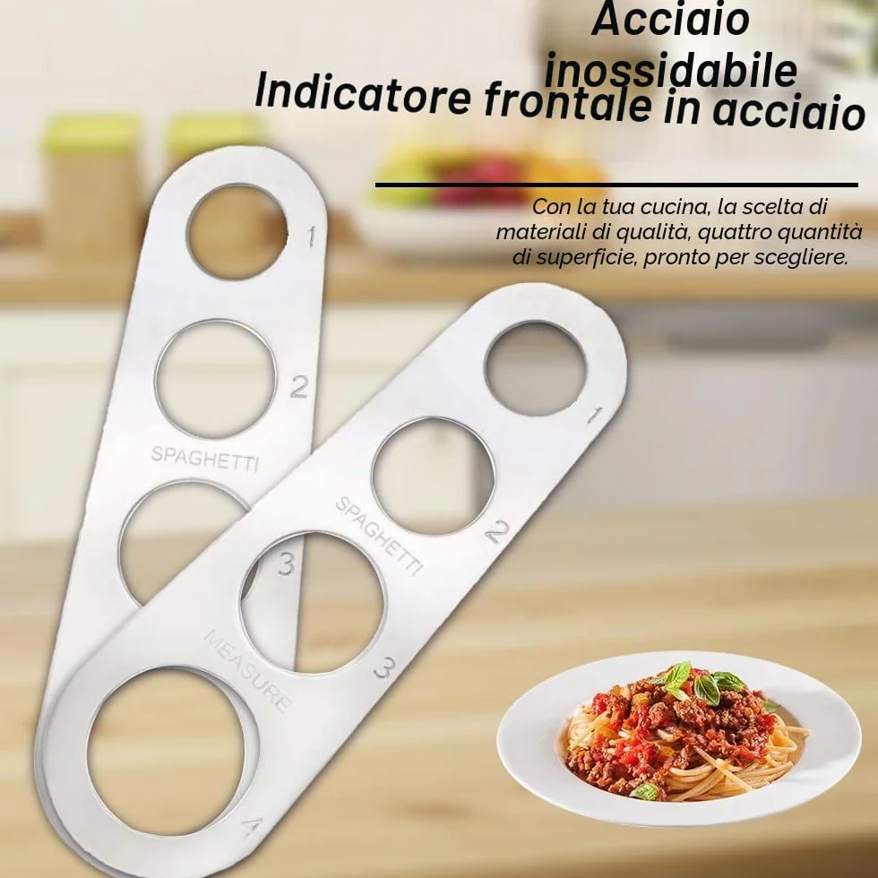 Misuratore di Spaghetti in Acciaio Inox 4 Fori, Gadget Porzioni Pasta