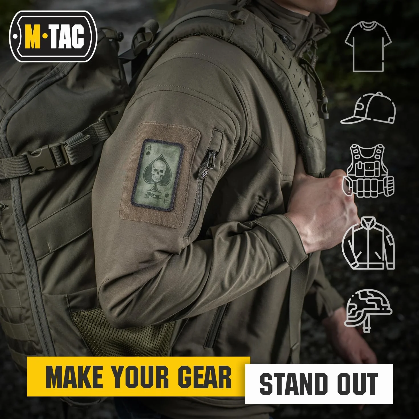 M-Tac Ace of Spades Death Card Tactical Morale Patch Army Combat Hook Fasteners Stampa (Olive/Nero)