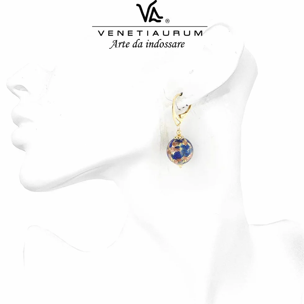 Venetiaurum Orecchini Donna Perle rotonde 14mm Vetro Murano Argento 925 Made in Italy