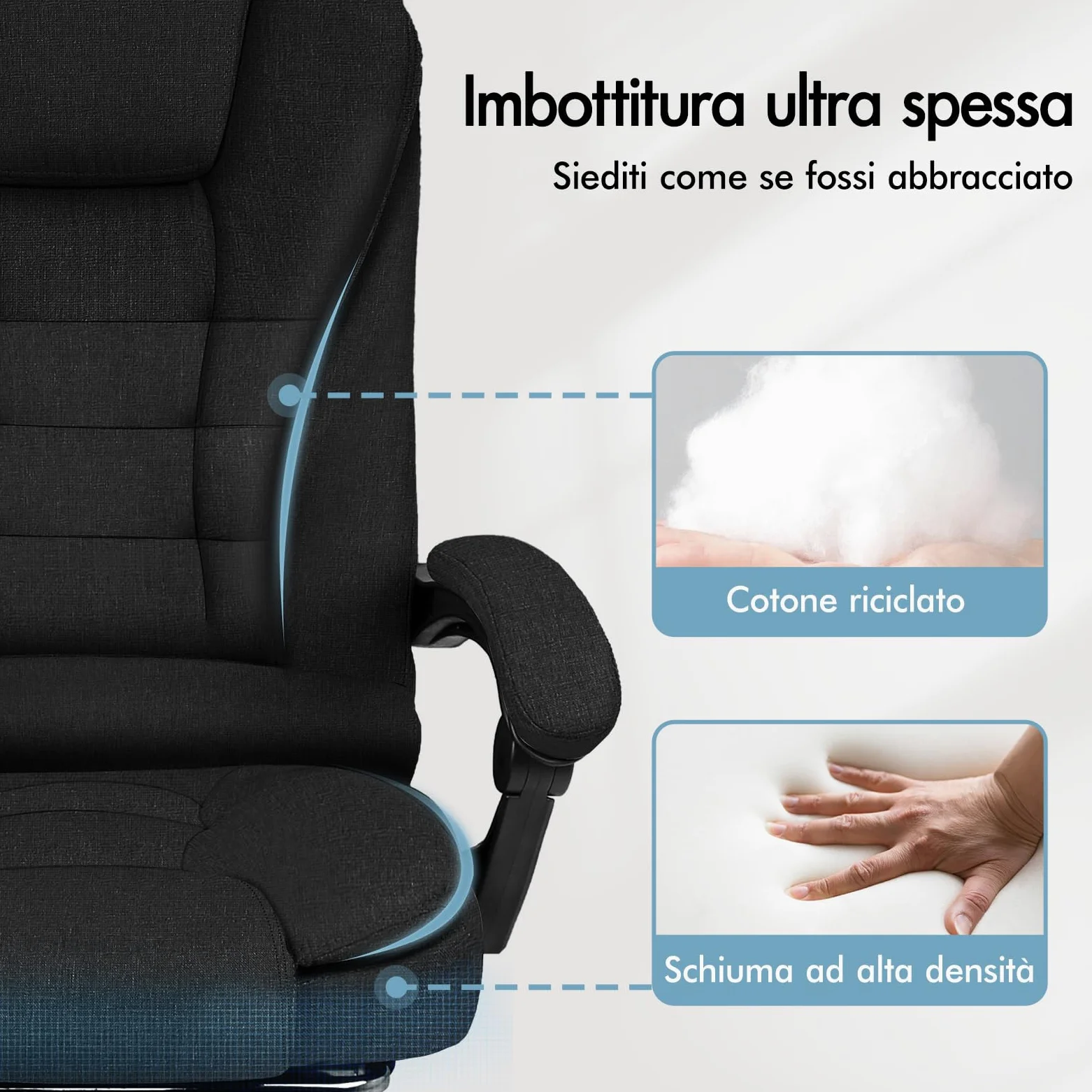 ALFORDSON Sedia Scrivania con Massaggio, Sedia Ufficio Ergonomica con Sedile riscaldato, Supporto Lombare e Poggiapiedi, Poltrona Girevole per Ufficio e Studio Sala Riunioni, Tessuto(Nera)