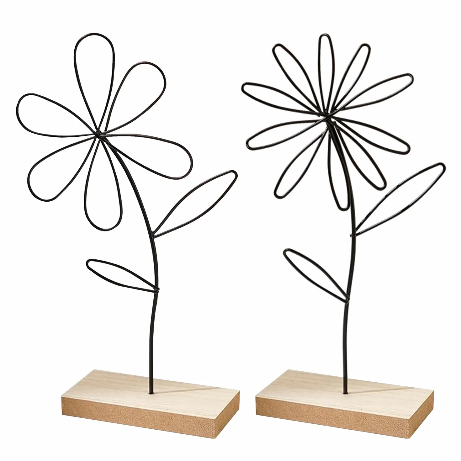 2 pezzi decorazione floreale in ferro battuto con pavimento in legno, semplice fiore in ferro battuto, adatto per camera da letto, soggiorno