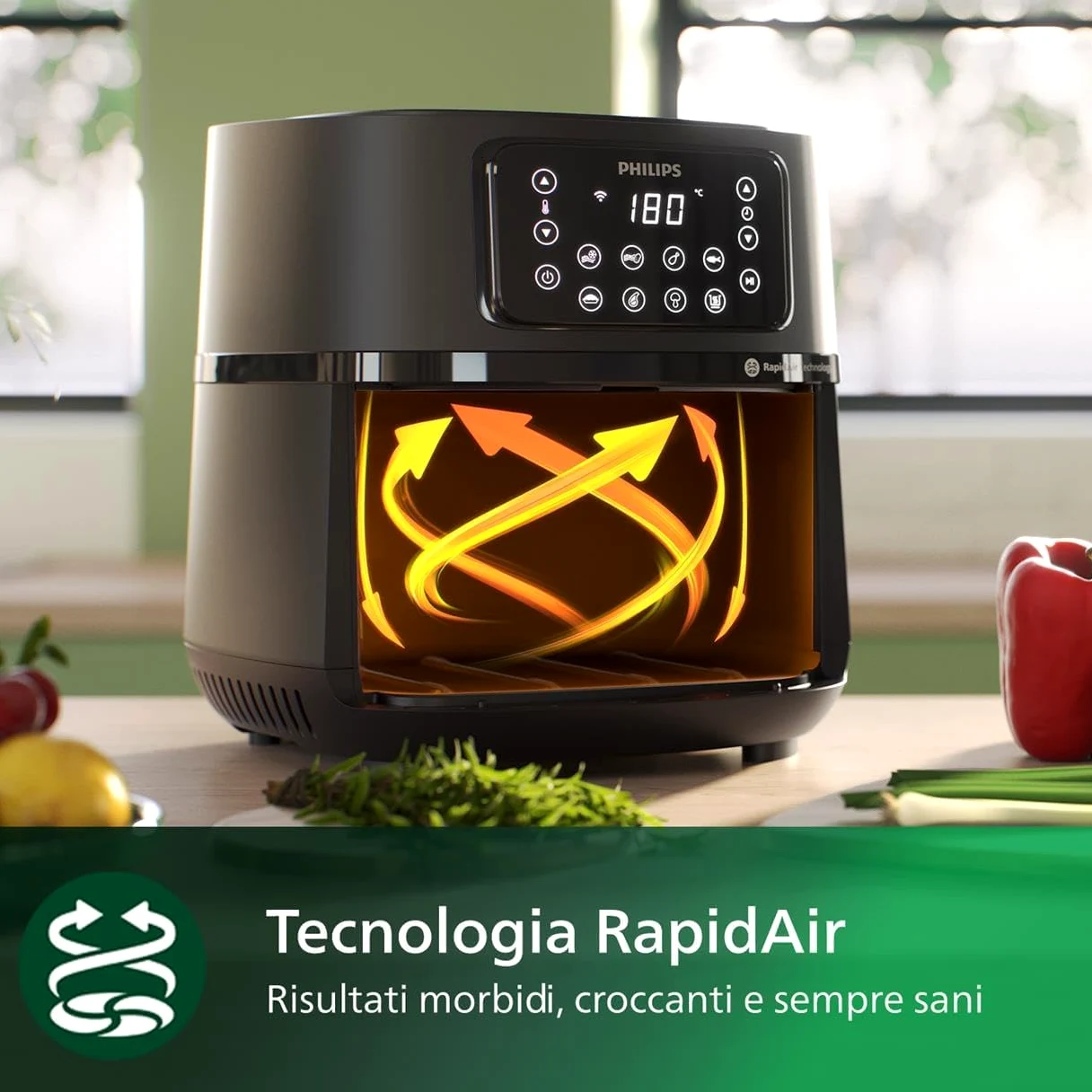 Philips Serie 5000 Airfryer XXL Connessa – 16 Funzioni di Cottura, Fino al 90% di Grassi in Meno, Compatibile con App e Alexa, Capacità 7.2L, Facile da Pulire, Ricette Salutari (HD9285/90)