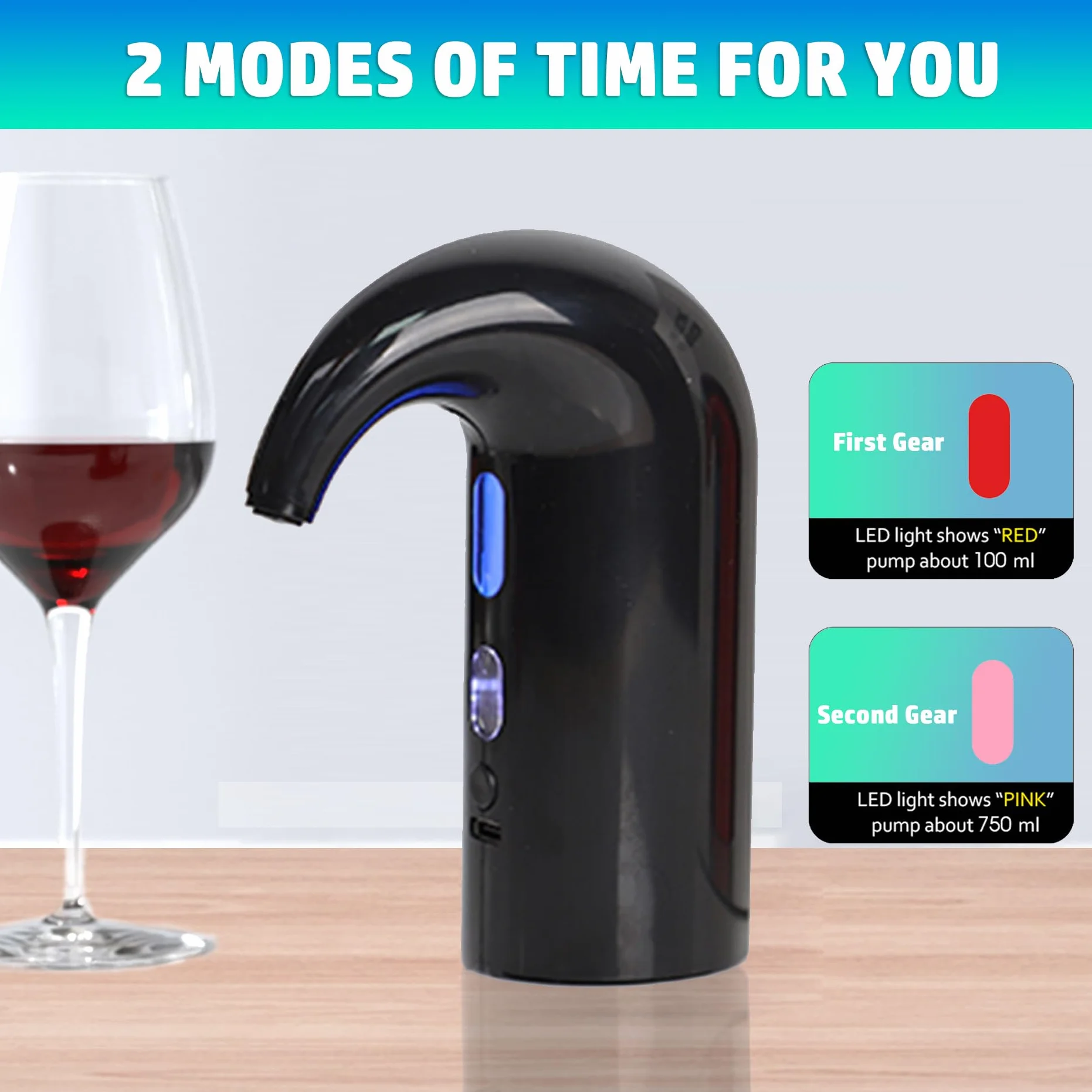 Aeratore Elettrico per Vino Versatore, Decanter Portatile One-Touch Ricaricabile