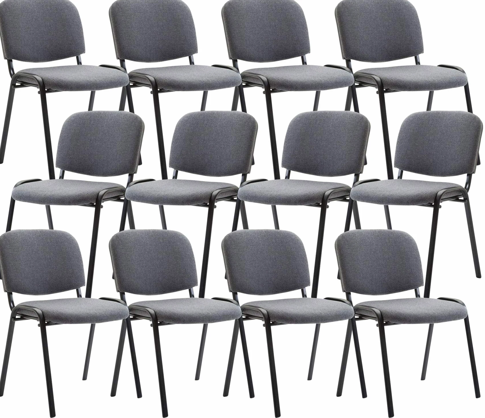 CLP Set 12 Sedie Conferenza Ken In Stoffa I Sedie Riunione Impilabili In Metallo Con Carico Max 120 KG I Sedia Ospite Classica Con Schienale, Colore:grigio