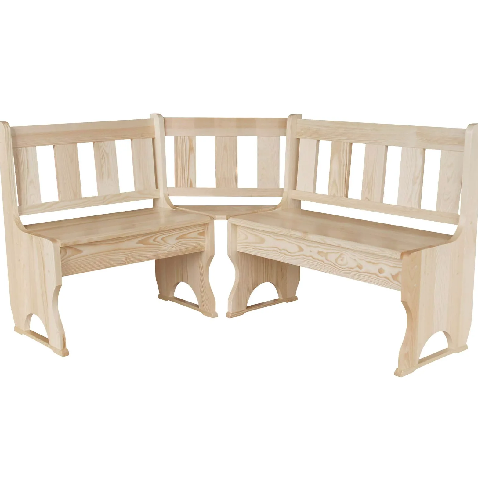 Panca angolare in legno di pino massiccio ecologico, non trattata (140 x 200)
