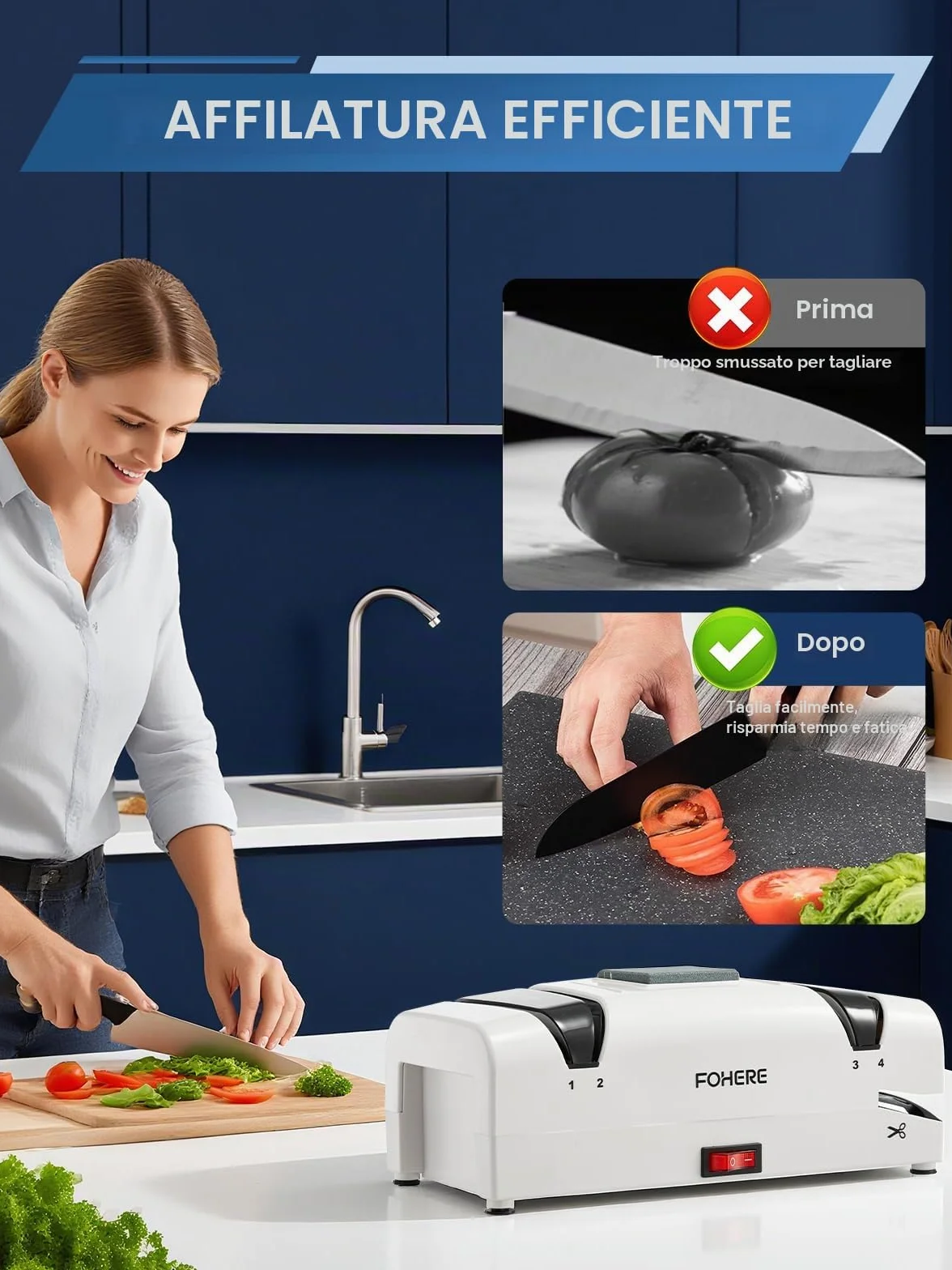 FOHERE Affilacoltelli Elettrico Professionale 5 in 1, 2 Raccoglitrucioli Magnetici, Abrasivi Diamantati per Coltelli da Cucina e Forbici