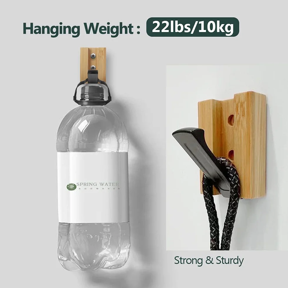 Ganci da parete in bambù e lega di alluminio, capacità 22 kg