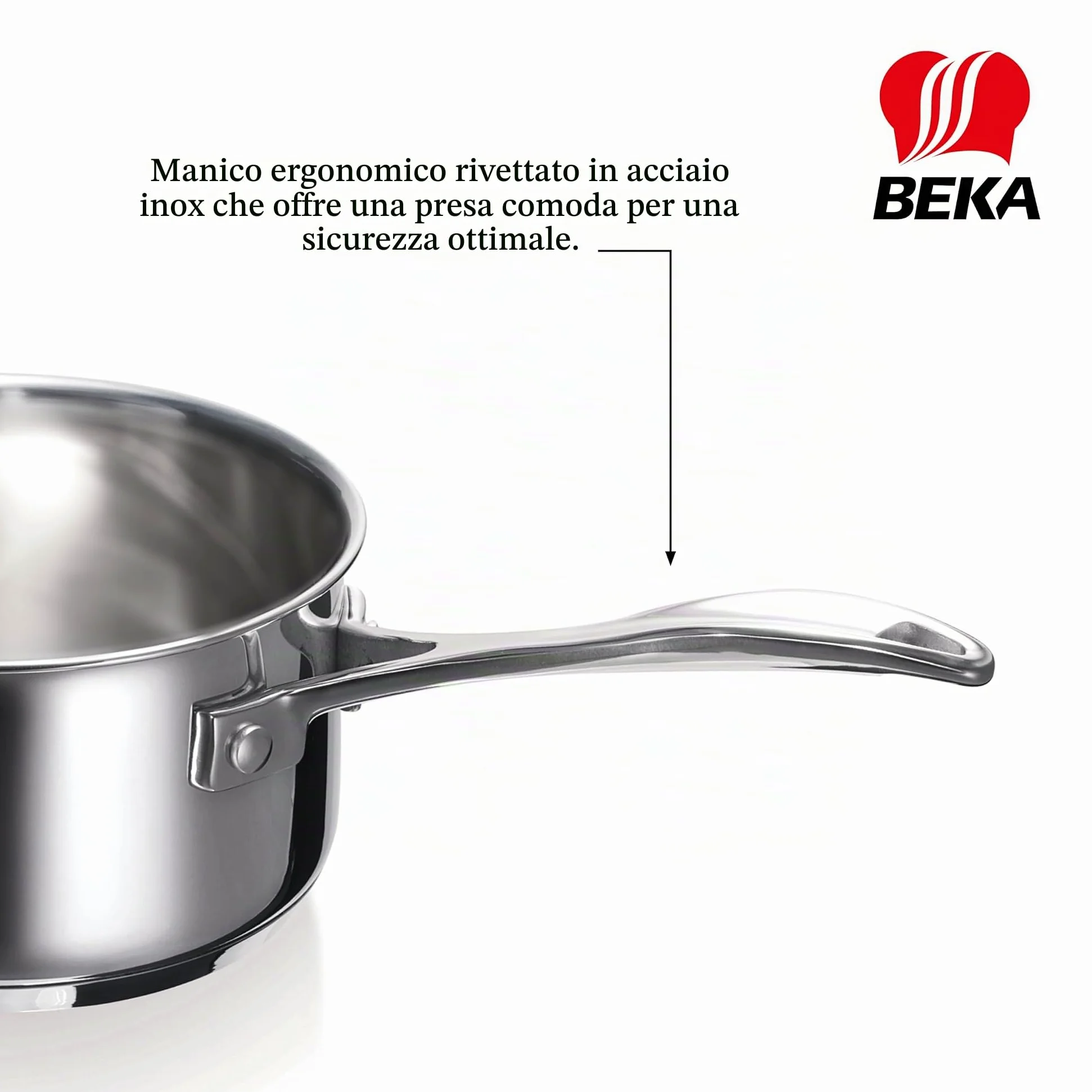 Beka 12066984 - Set casseruole in Acciaio Inox on Manico, 14/16/18/20 cm, 4 Pezzi