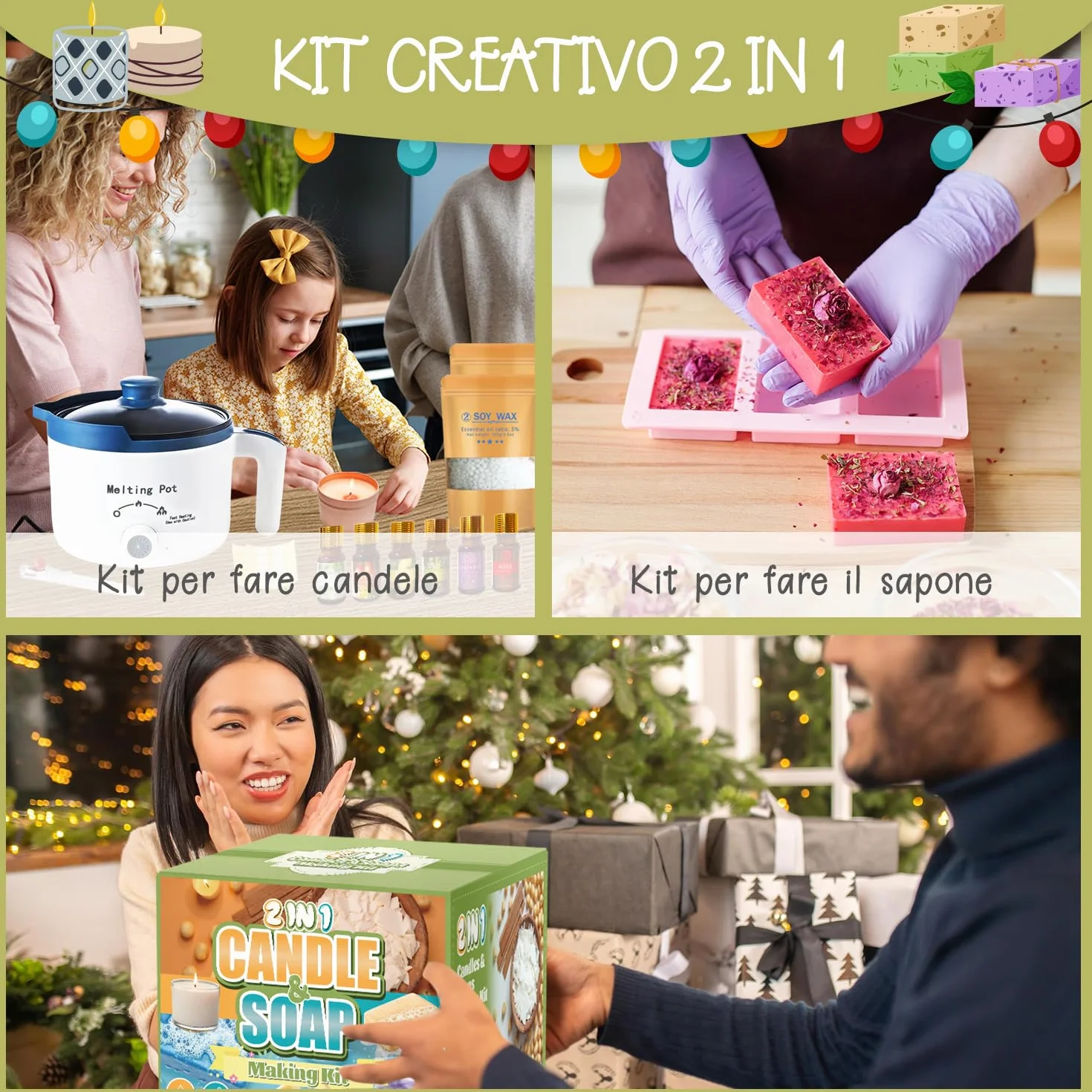 Set di Candele e Sapone 2 in 1 per Principianti, Fai da Te con Pentola e Accessori
