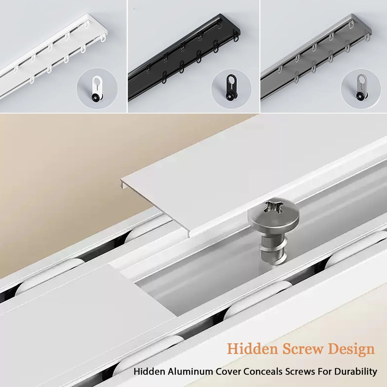 Binario per Tende A Doppia Fila Binario Tende Soffitto Scorrevole Ultra-Smooth con Rulli Silenziosi per Stanze Camper Tende da Doccia Camere da Letto E Finestre(Bianco,4.0m)