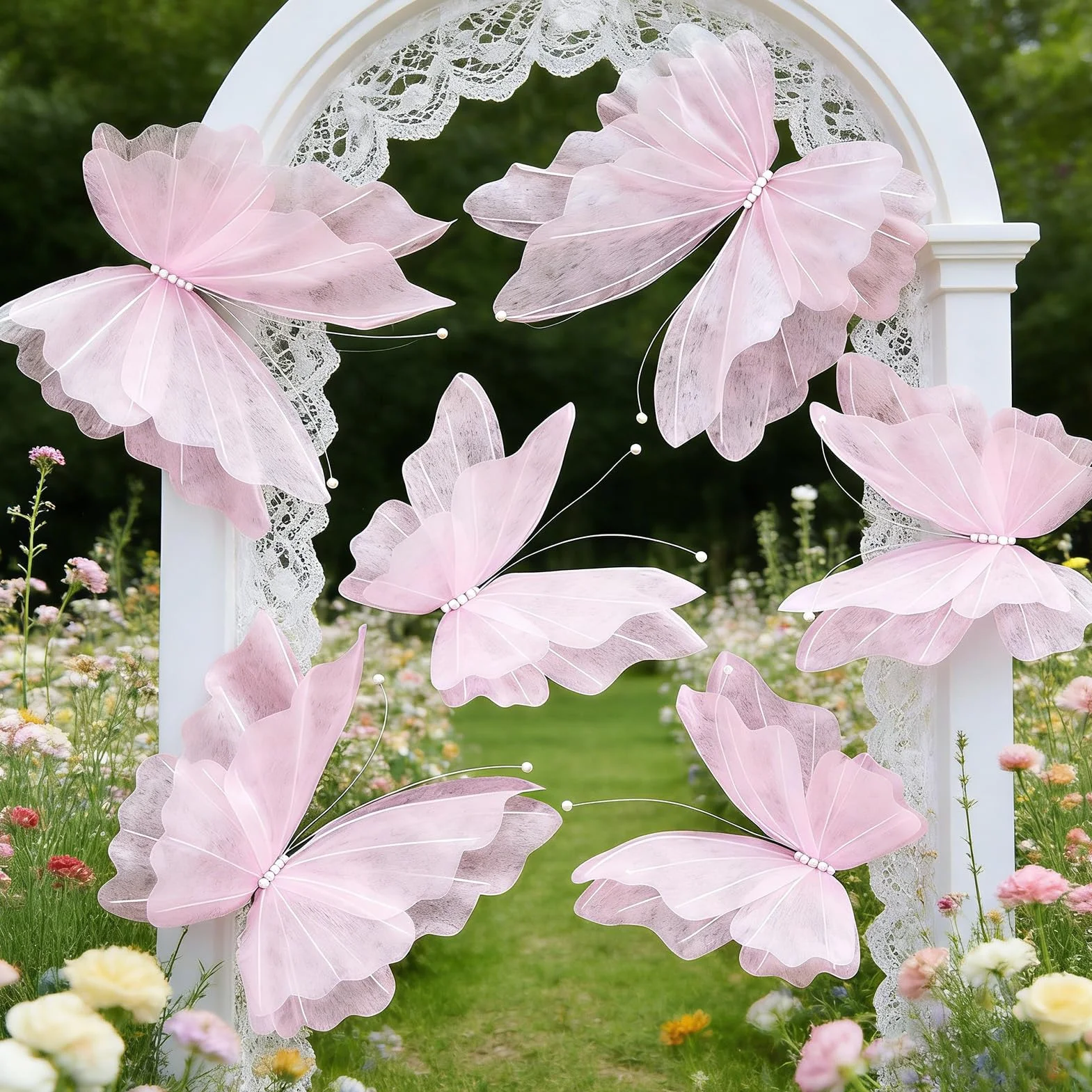 SUNBEAUTY farfalle 3D grandi decorazioni in carta rosa per feste compleanno bambini decorazione da tavolo