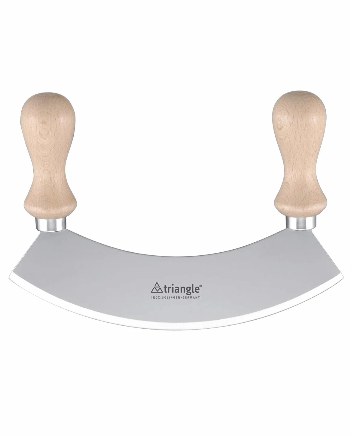 triangle Gustav 23 cm Individuale Hachoir/Erba Mezzaluna Chopper con Manico in Legno Chiaro, Argento