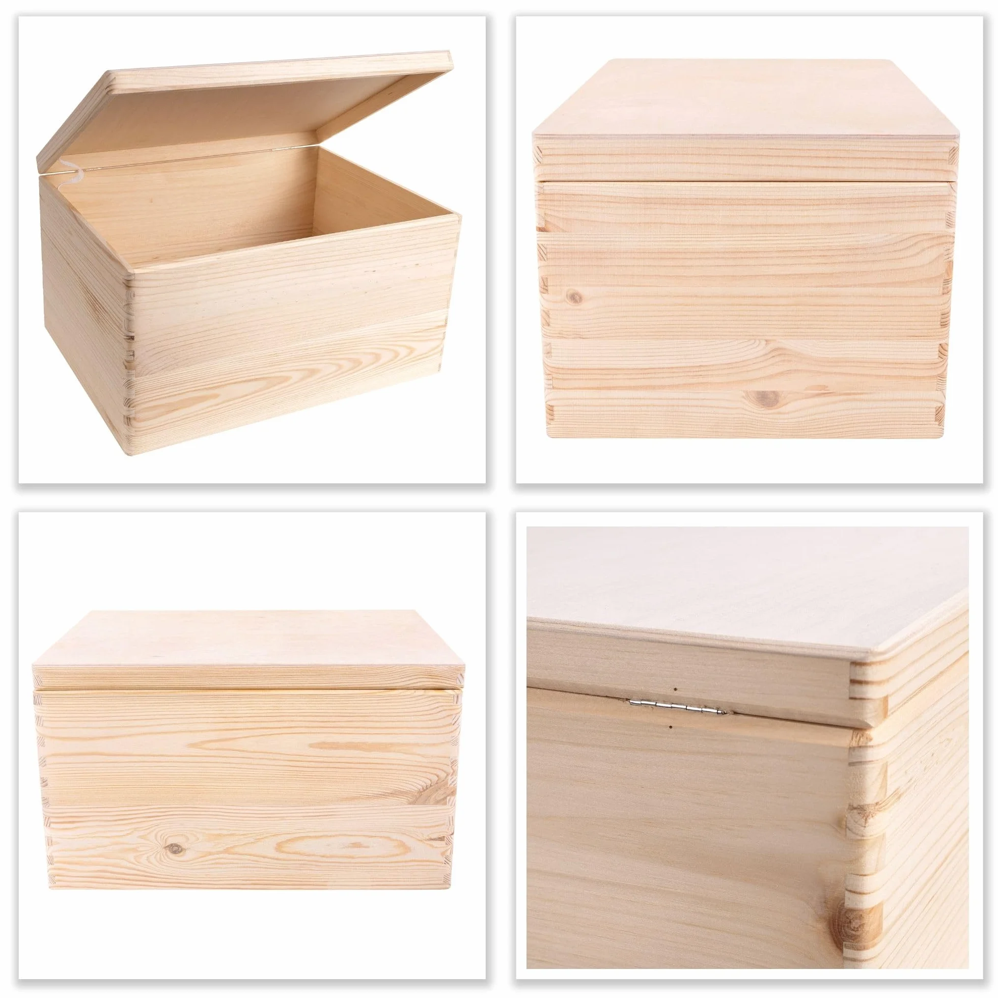 Creative Deco XXL Scatola Legno con Coperchio 40x30x24 cm non Verniciato da Decorare Ruvido