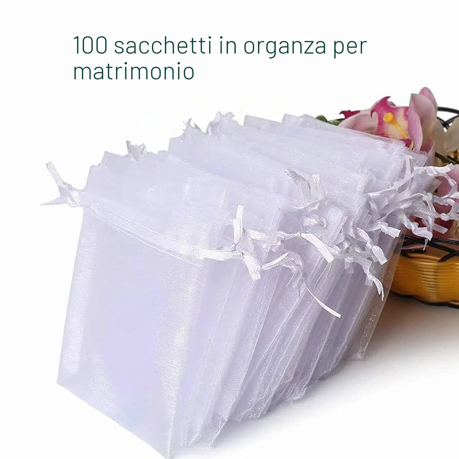 Carehabi sacchetti per confetti in organza 7 x 9 cm, bustine regalo per matrimonio, bomboniere nuziali