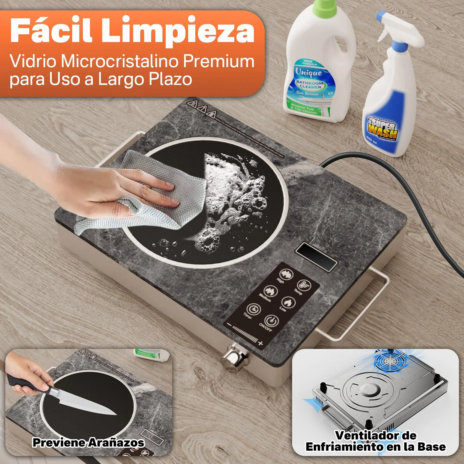 Piastra Ceramica a Infrarossi 3500W – Cottura Veloce e Sicura, Compatibile con Tutte le Pentole, Superficie in Vetro Microcristallino, Controllo Touch e Funzioni di Sicurezza