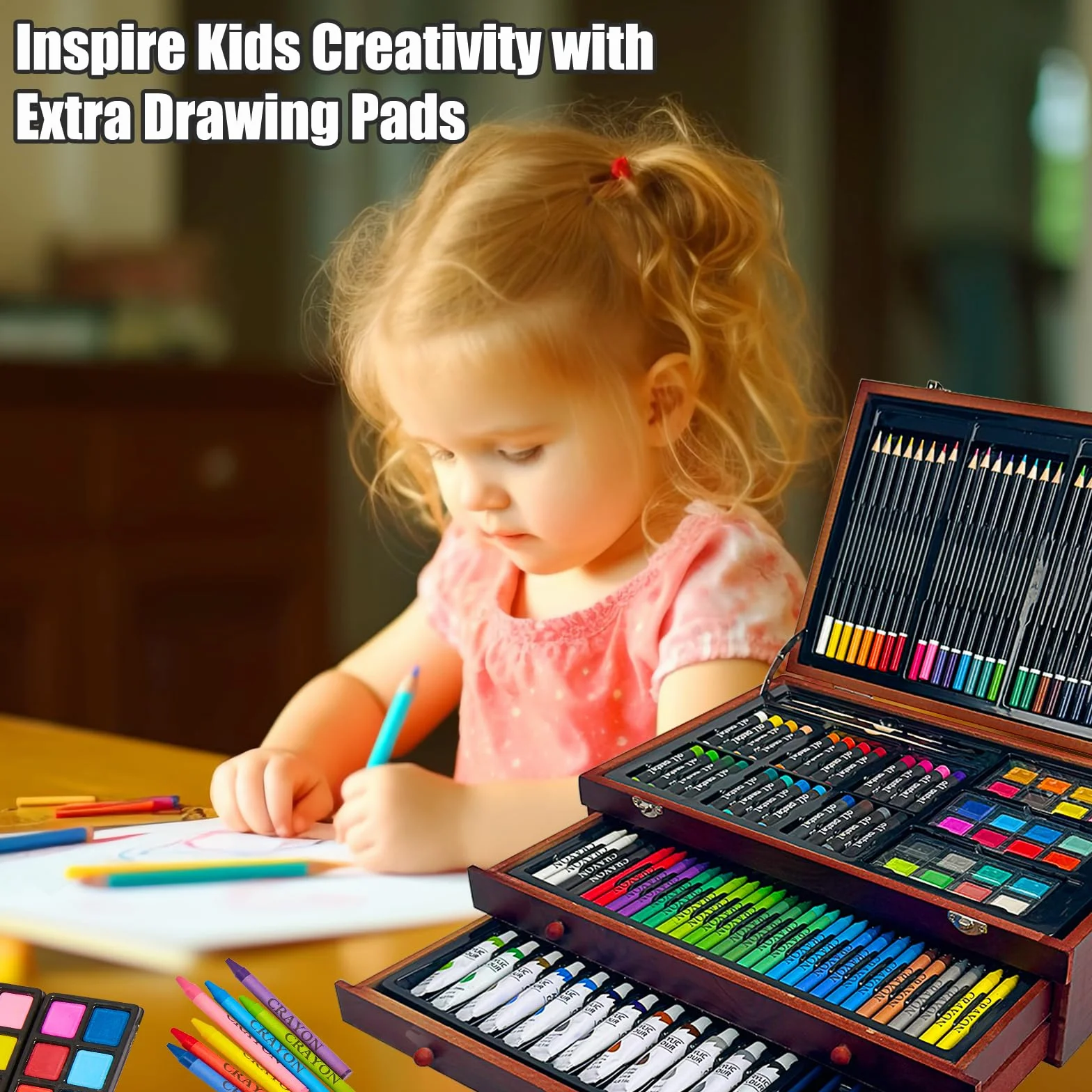 KINSPORY 175 pezzi valigetta colori bambina, pittura valigetta per bambini, Set per disegno, kit disegno acquarellabili bambini