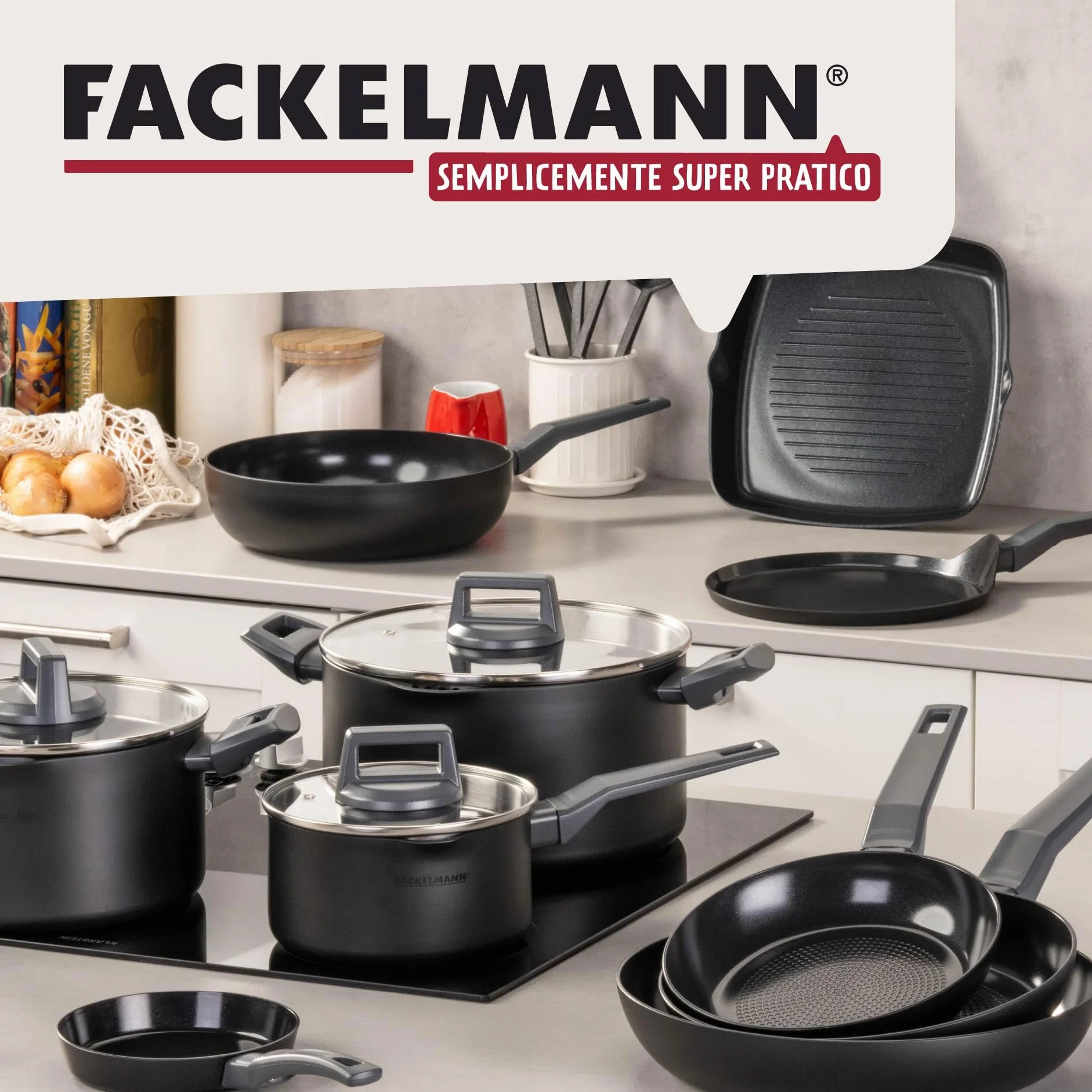 Fackelmann Pentola Casseruola Statement Ø 24 cm – con rivestimento in ceramica – Alluminio riciclato con rivestimento antiaderente – senza PFAS, manico resistente al calore, per tutti i piani cottura