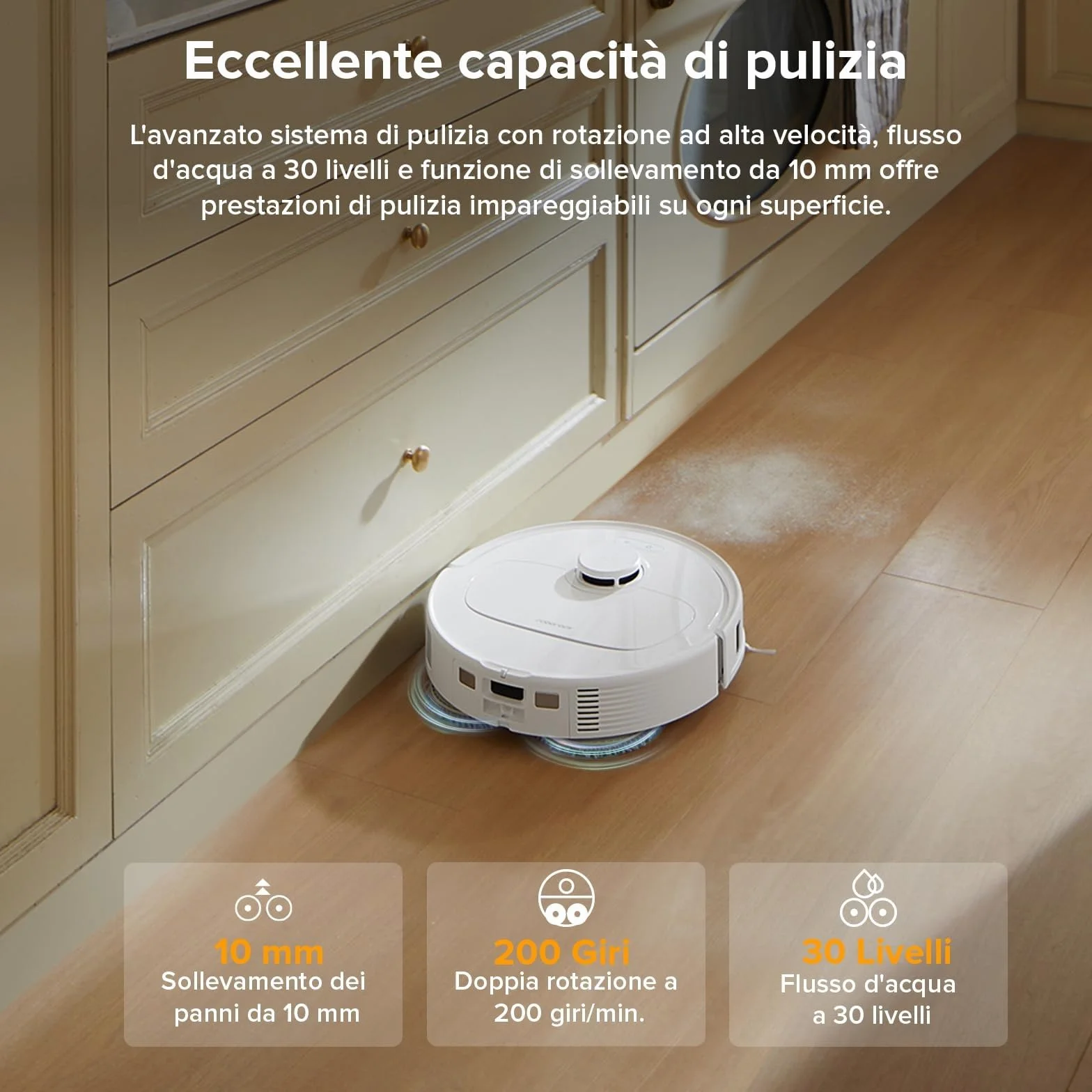 Roborock QV 35A Robot Aspirapolvere Lavapavimenti, Antigroviglio, HyperForce, Panno Sollevabile, Stazione Tutto in Uno, Bianco