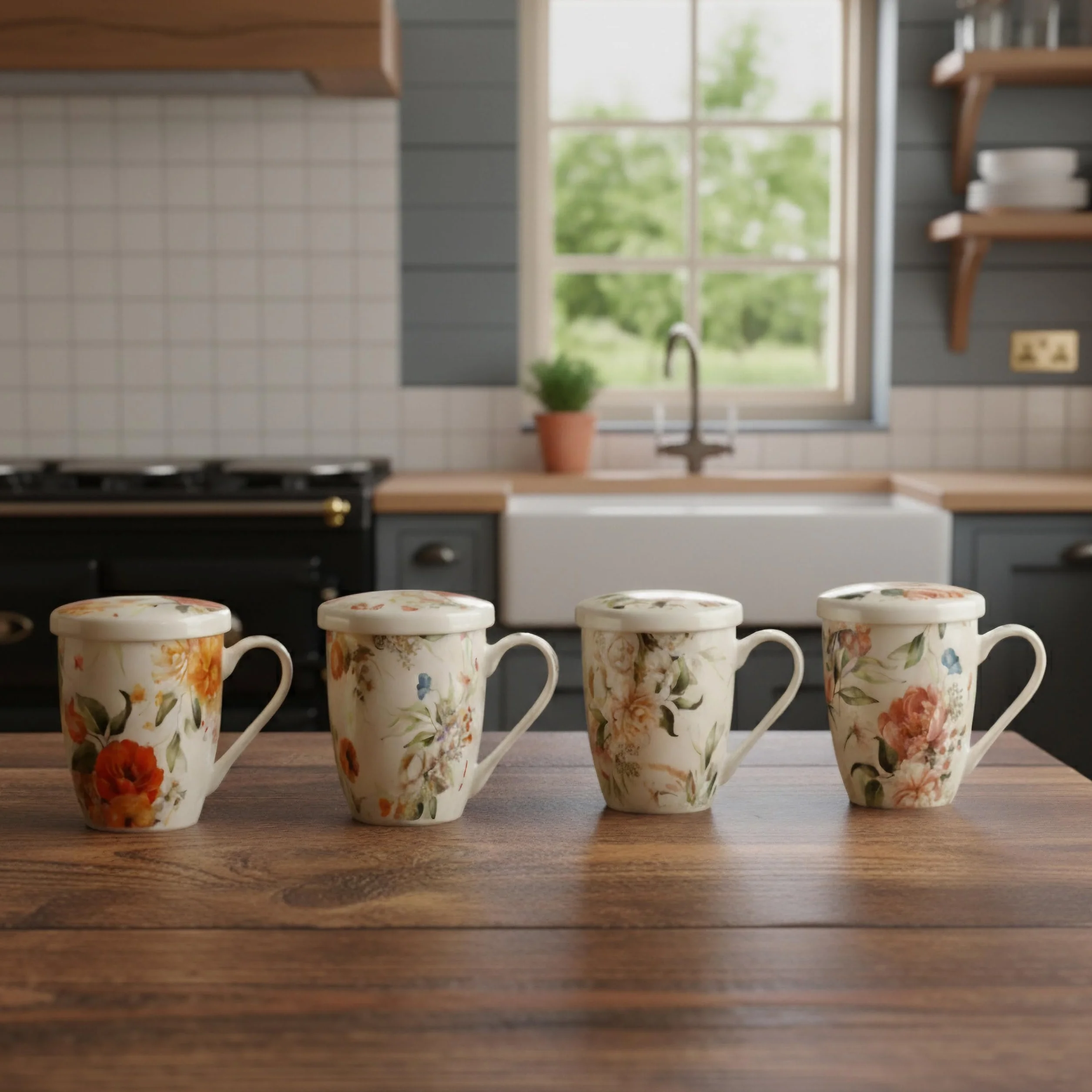 Set da tè in porcellana con infusore e coperchio 340 ml