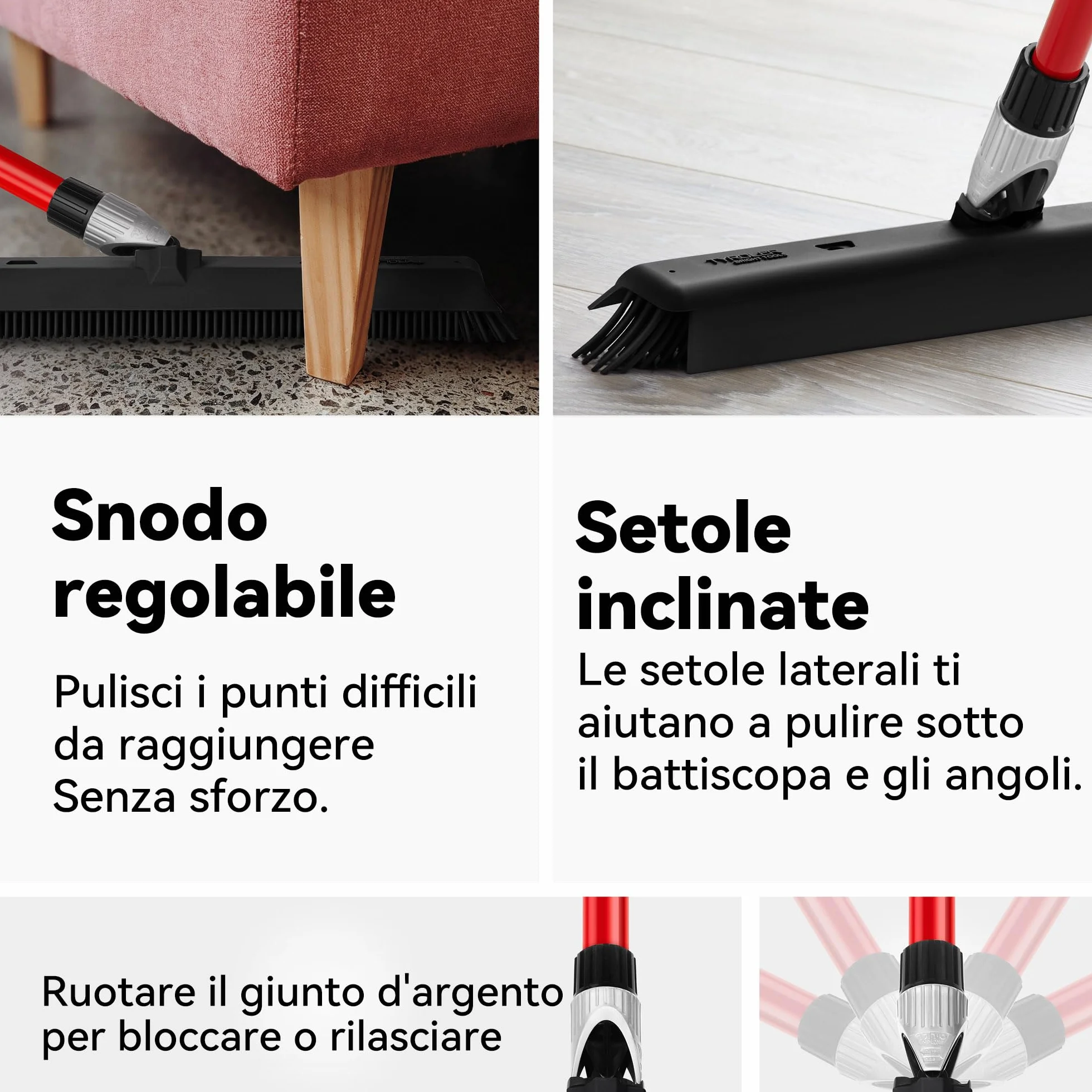 Tyroler 2 in 1 Tira Acqua e Scopa in Gomma 41 cm Acciaio Inox Antiruggine